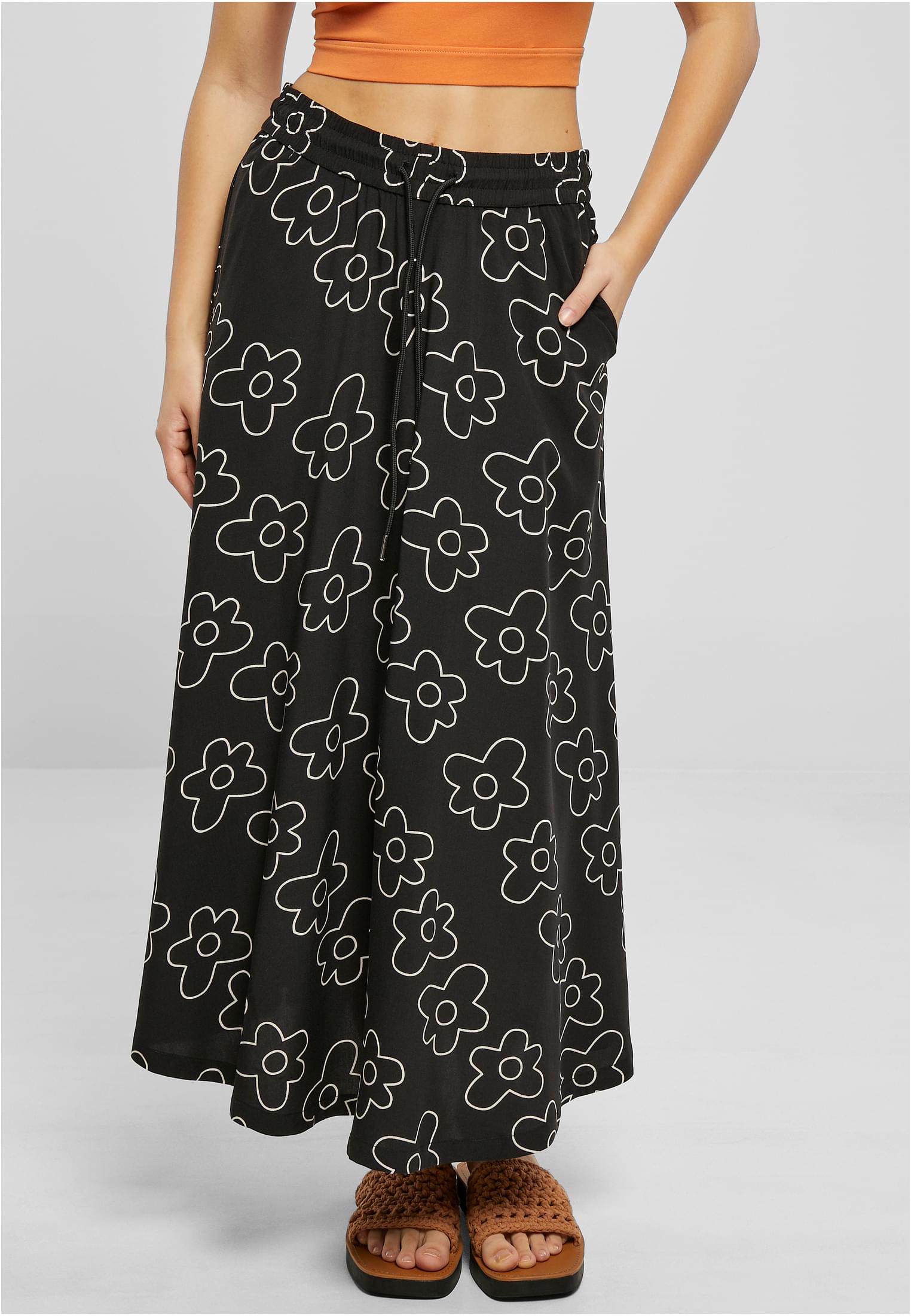 Ladies Viscose Midi Skirt | blackflower