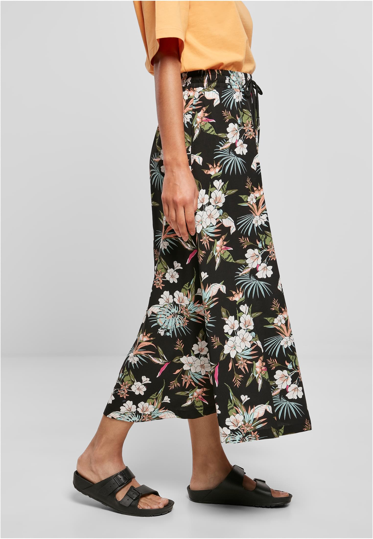 Ladies Viscose Midi Skirt | black tropical