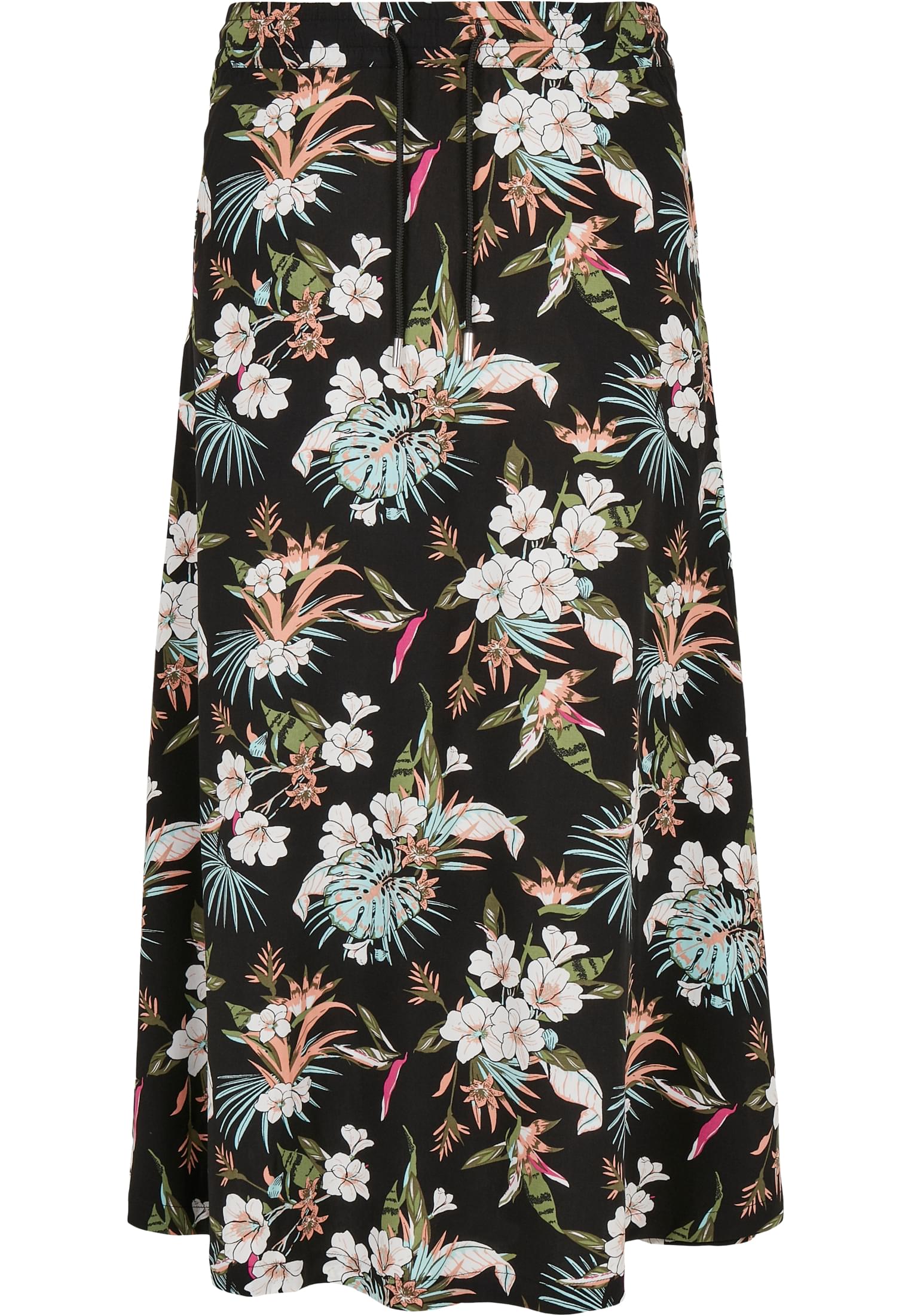 Ladies Viscose Midi Skirt | black tropical