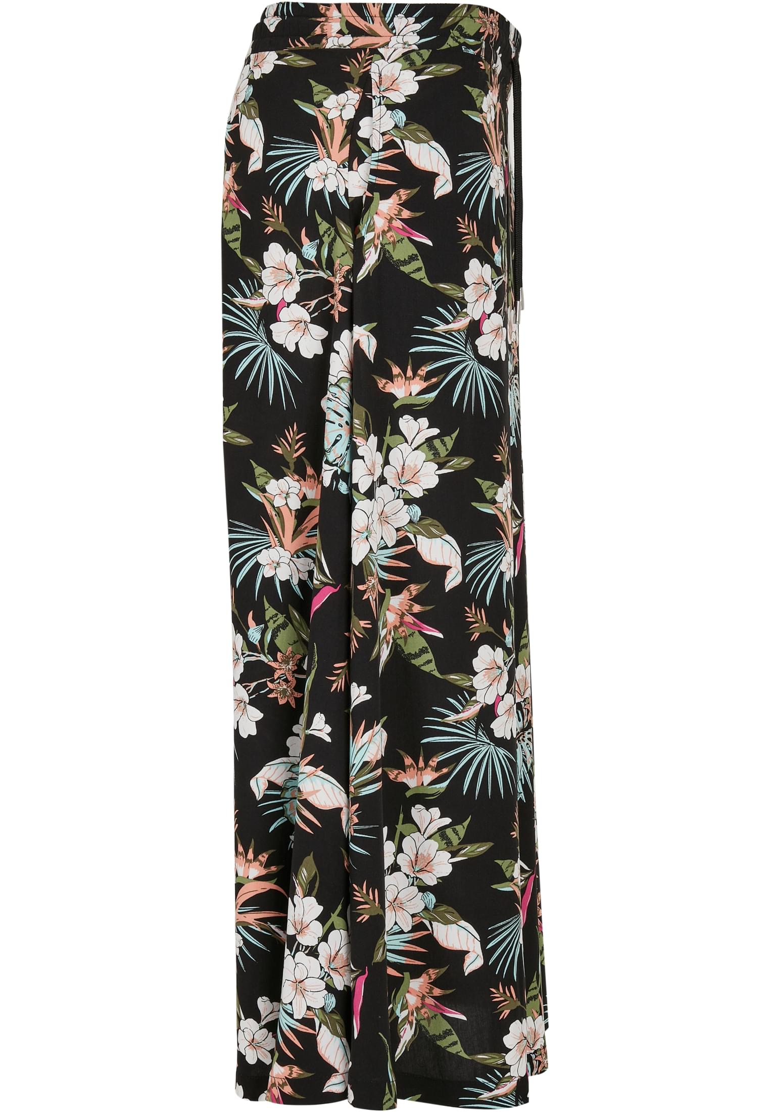 Ladies Viscose Midi Skirt | black tropical