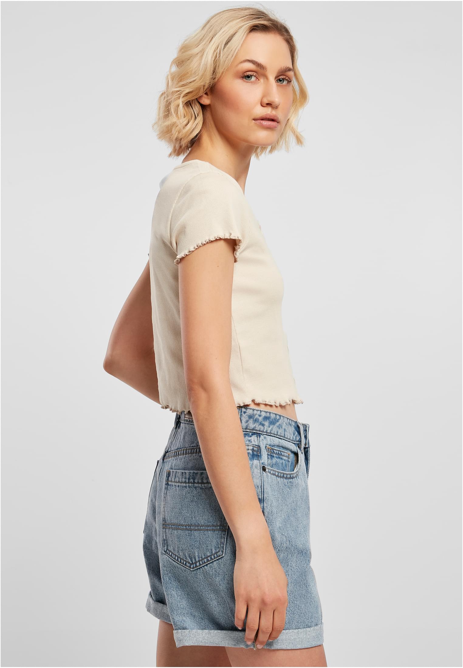 Ladies Cropped Button Up Rib Tee | softseagrass