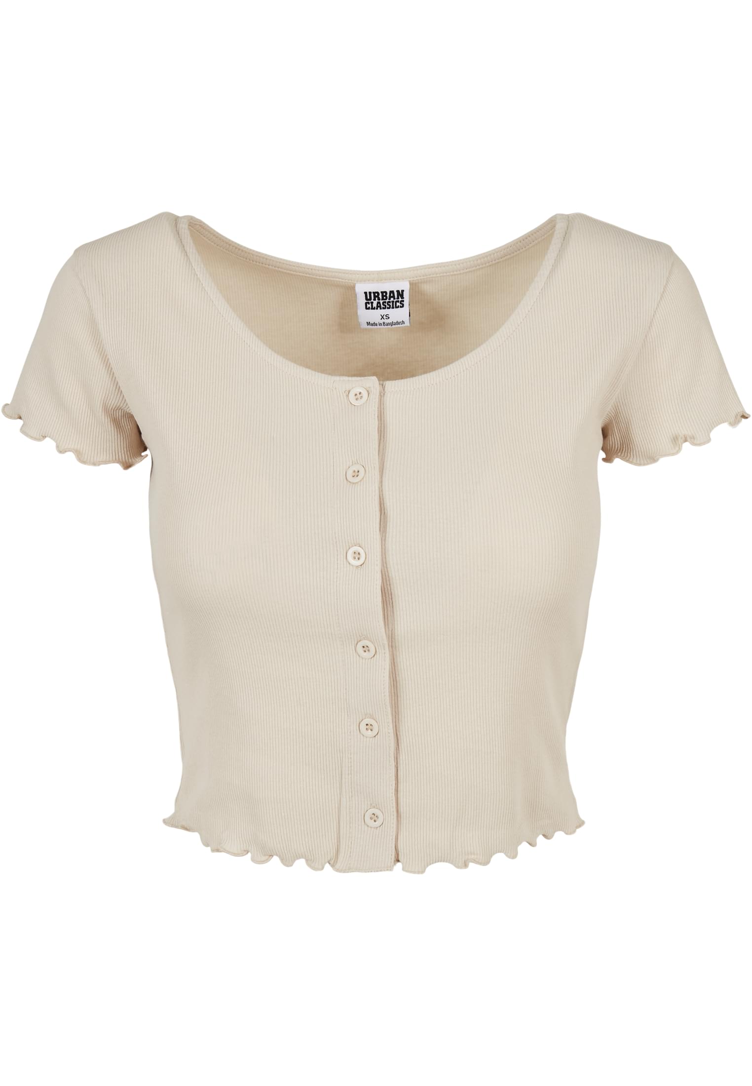 Ladies Cropped Button Up Rib Tee | softseagrass