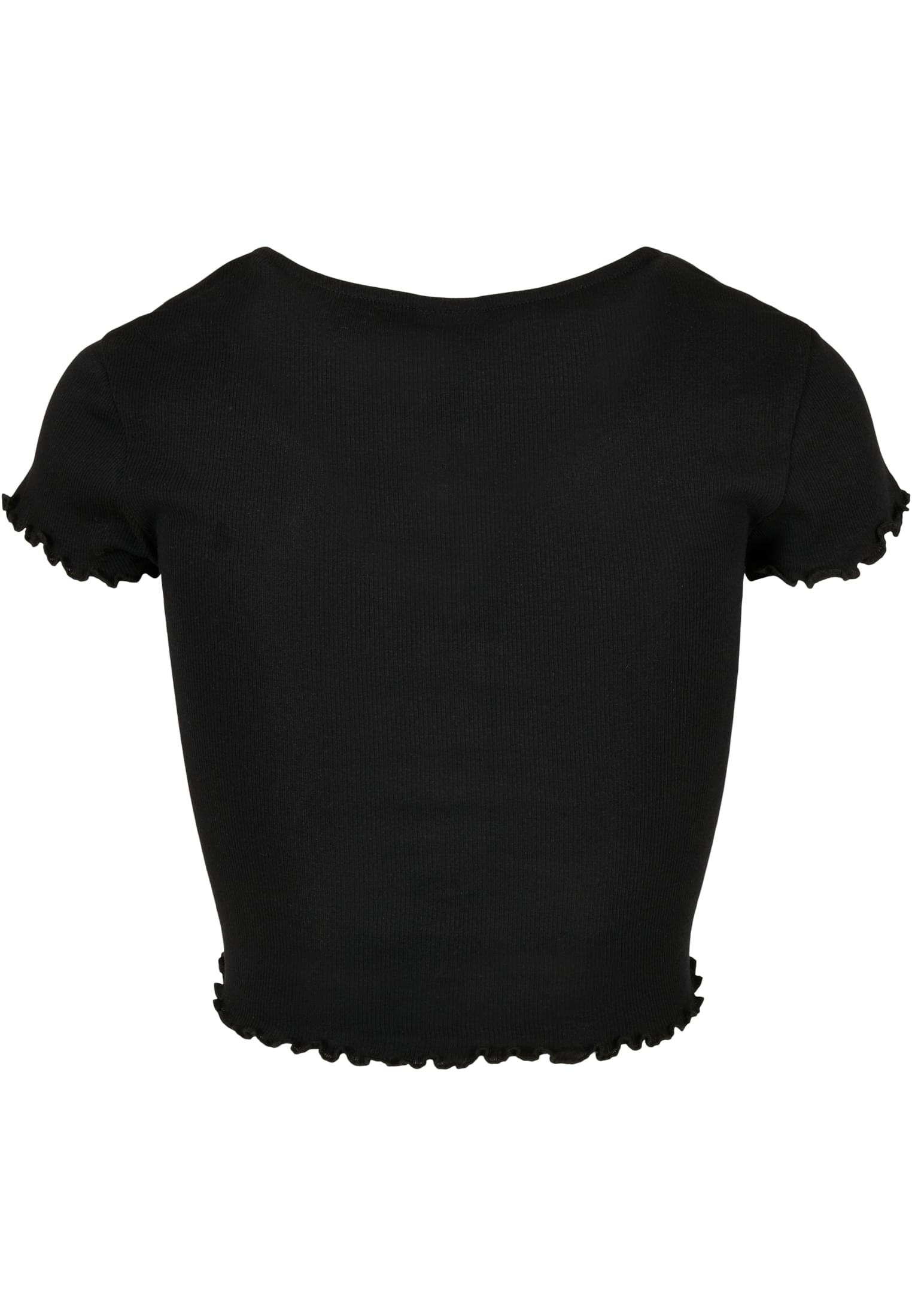 Ladies Cropped Button Up Rib Tee | black