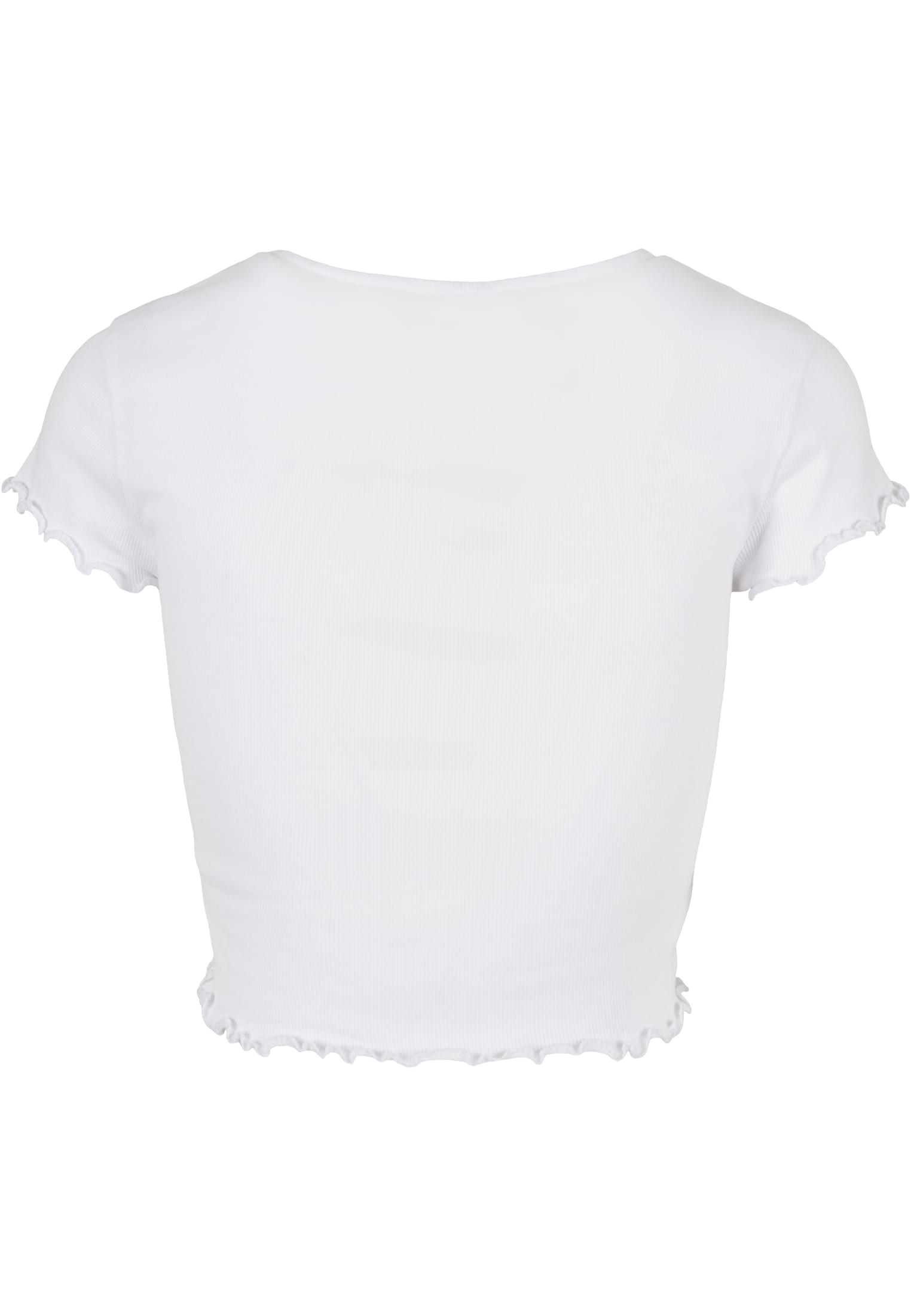 Ladies Cropped Button Up Rib Tee | white