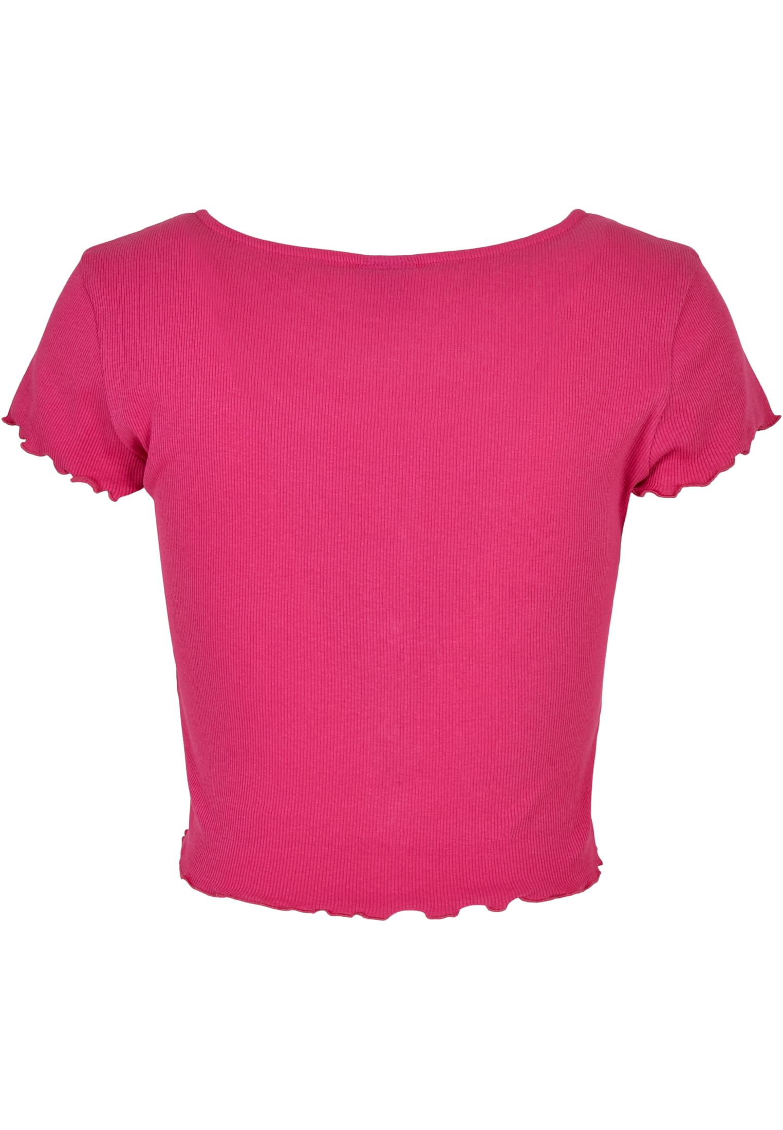 Ladies Cropped Button Up Rib Tee | brightviolet