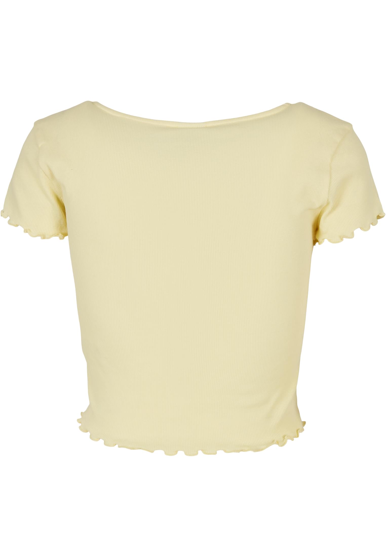 Ladies Cropped Button Up Rib Tee | softyellow