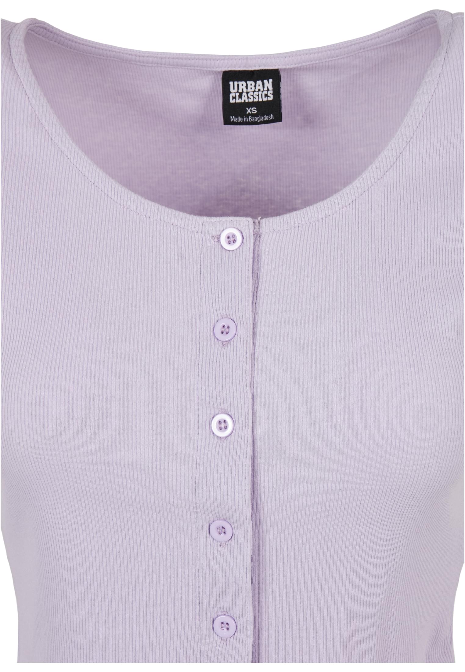 Ladies Cropped Button Up Rib Tee | lilac