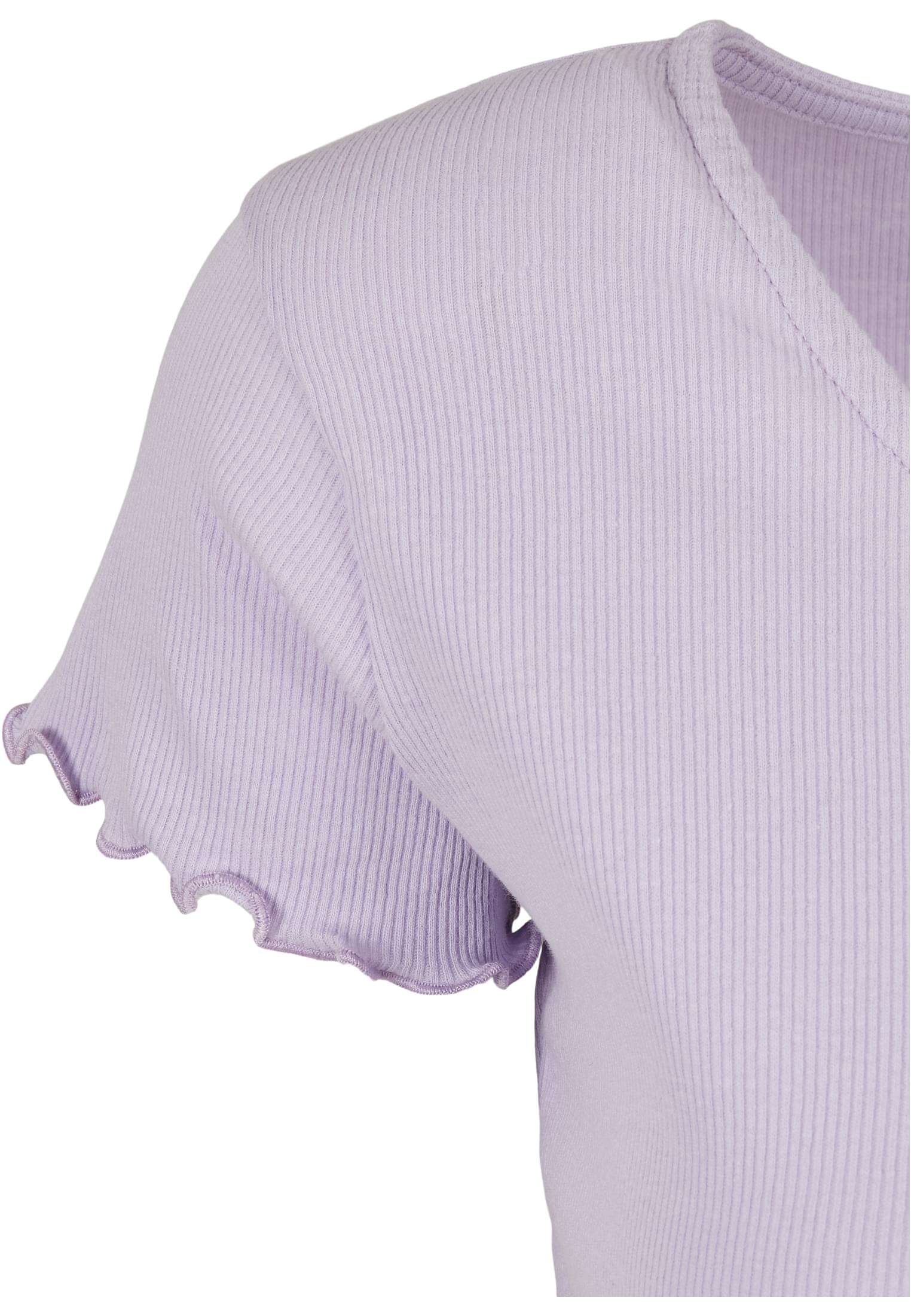 Ladies Cropped Button Up Rib Tee | lilac