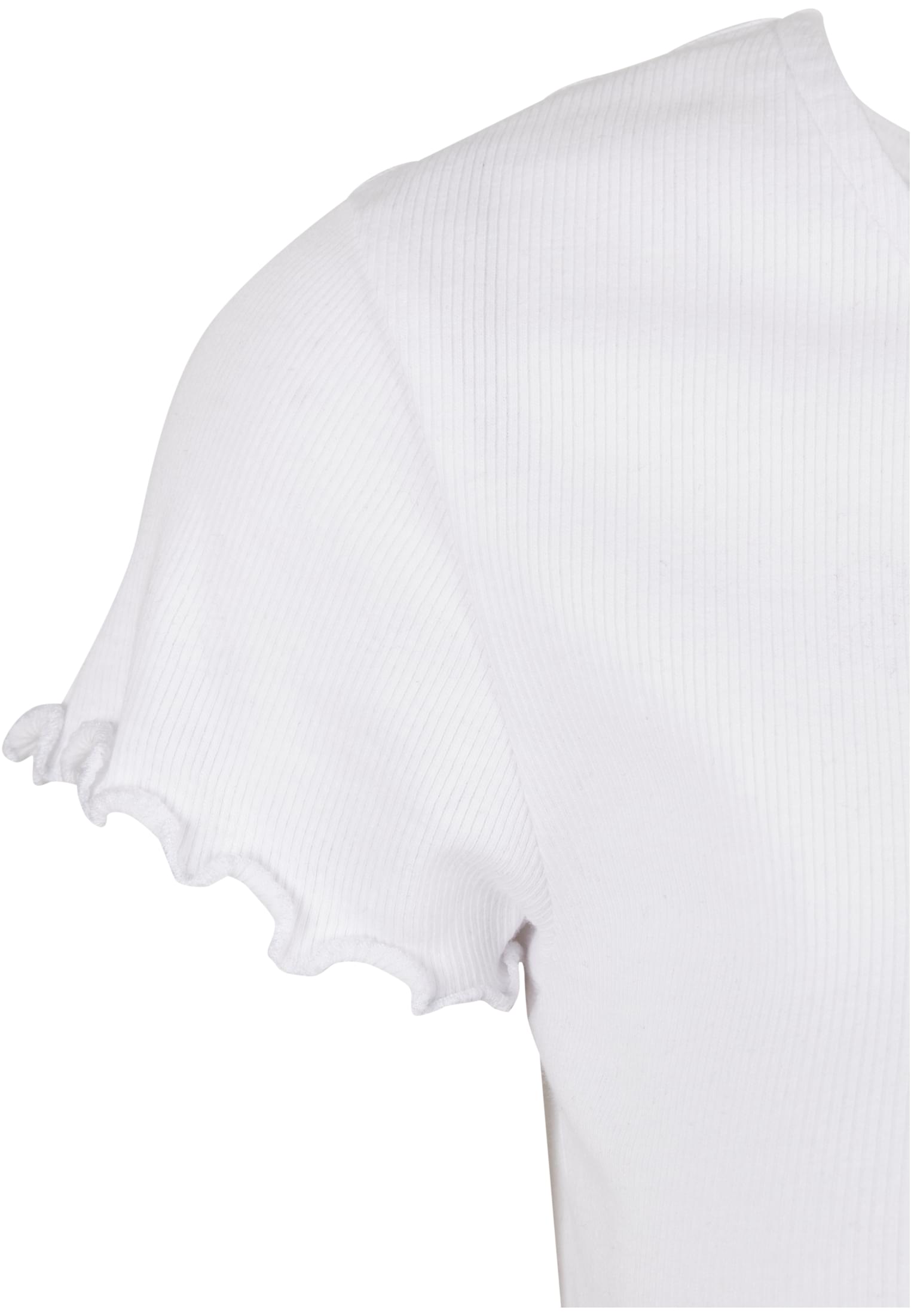 Ladies Cropped Button Up Rib Tee | white