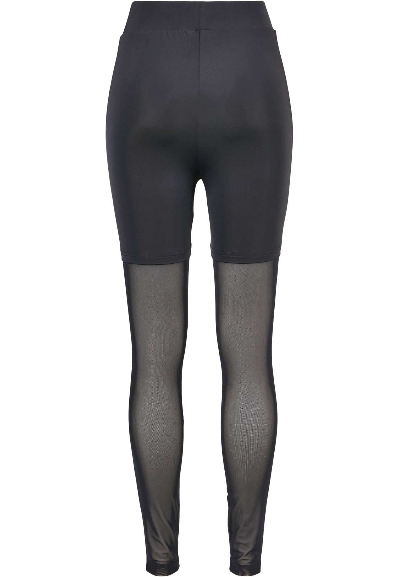 Ladies High Waist Transparent Tech Mesh Leggings | black