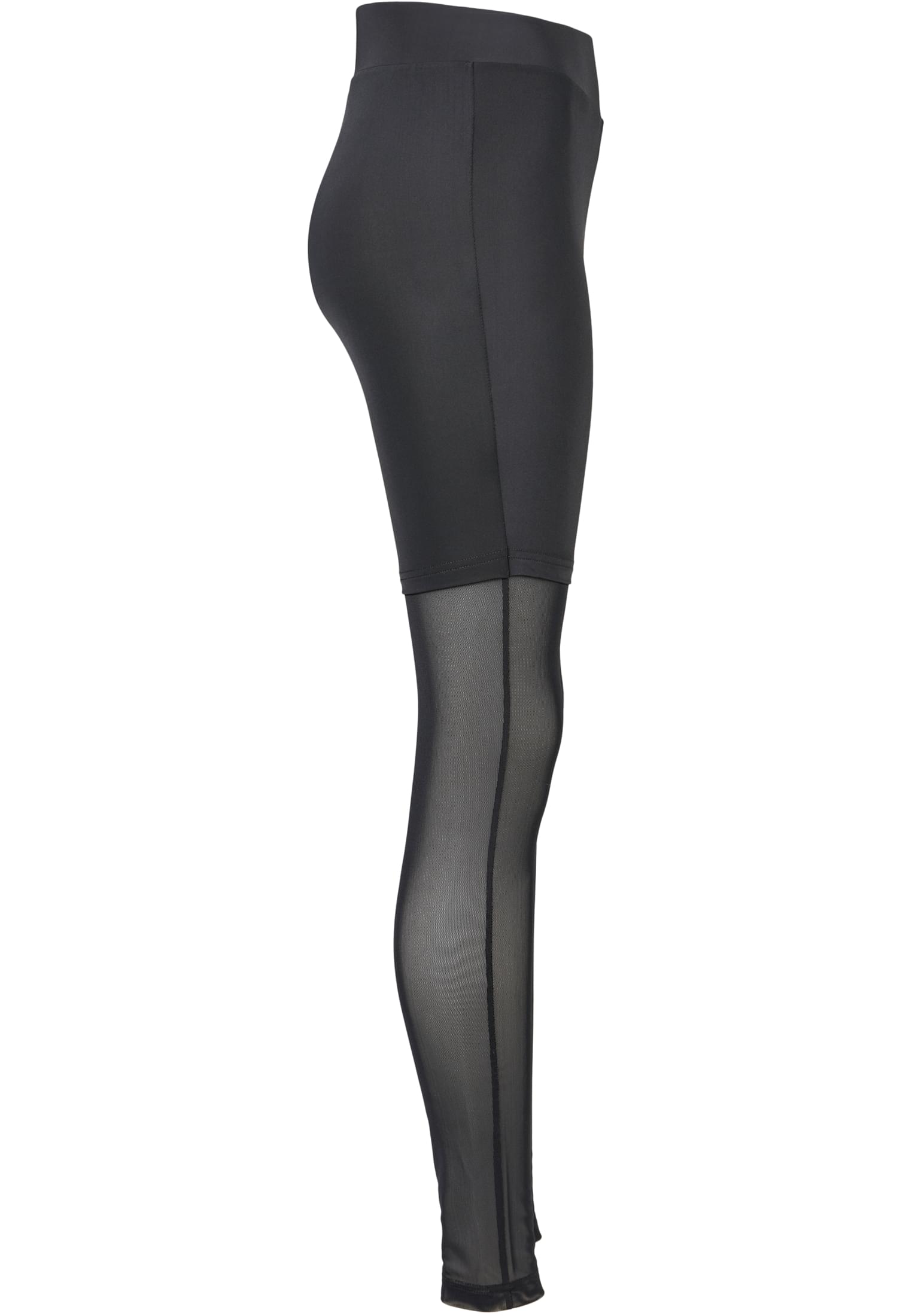 Ladies High Waist Transparent Tech Mesh Leggings | black