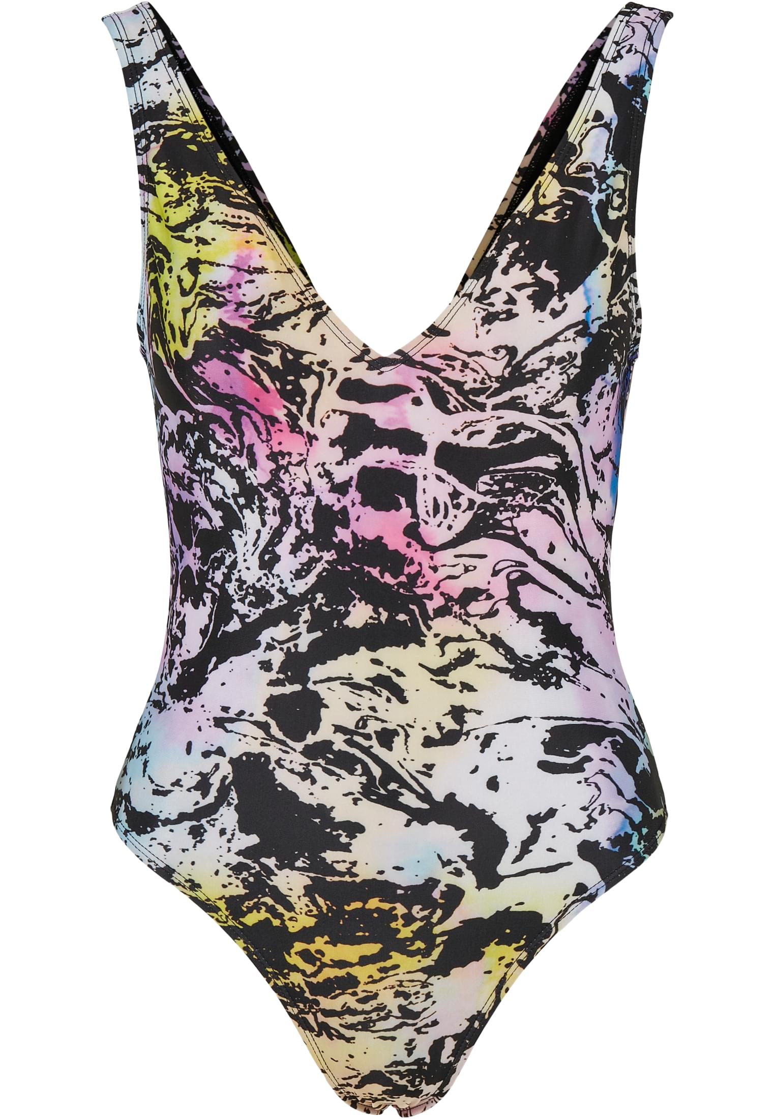 Ladies Recycled Pattern High Leg Swimsuit | multicolor fading