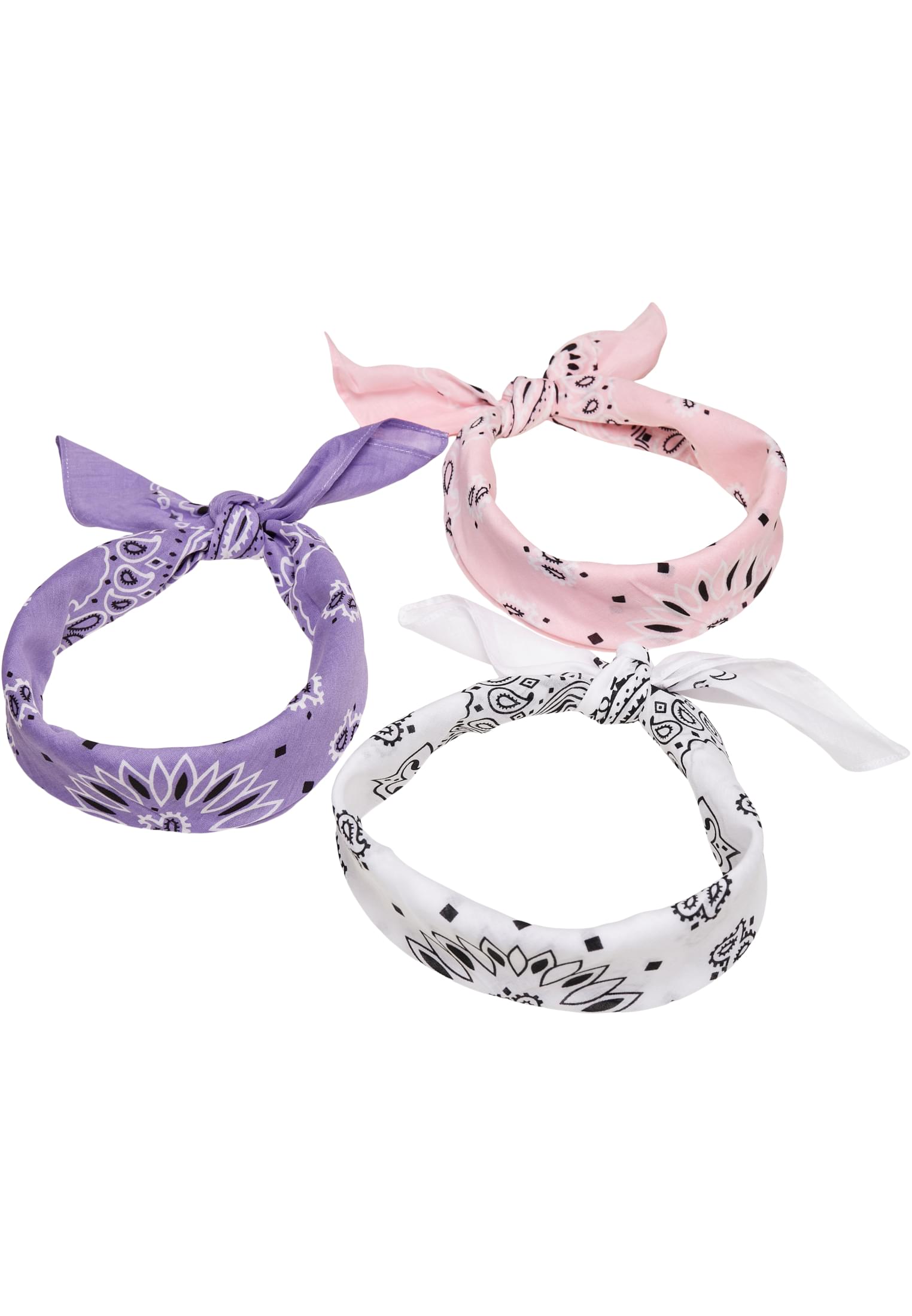 Multicolor Bandana 3-Pack | violet+white+rose