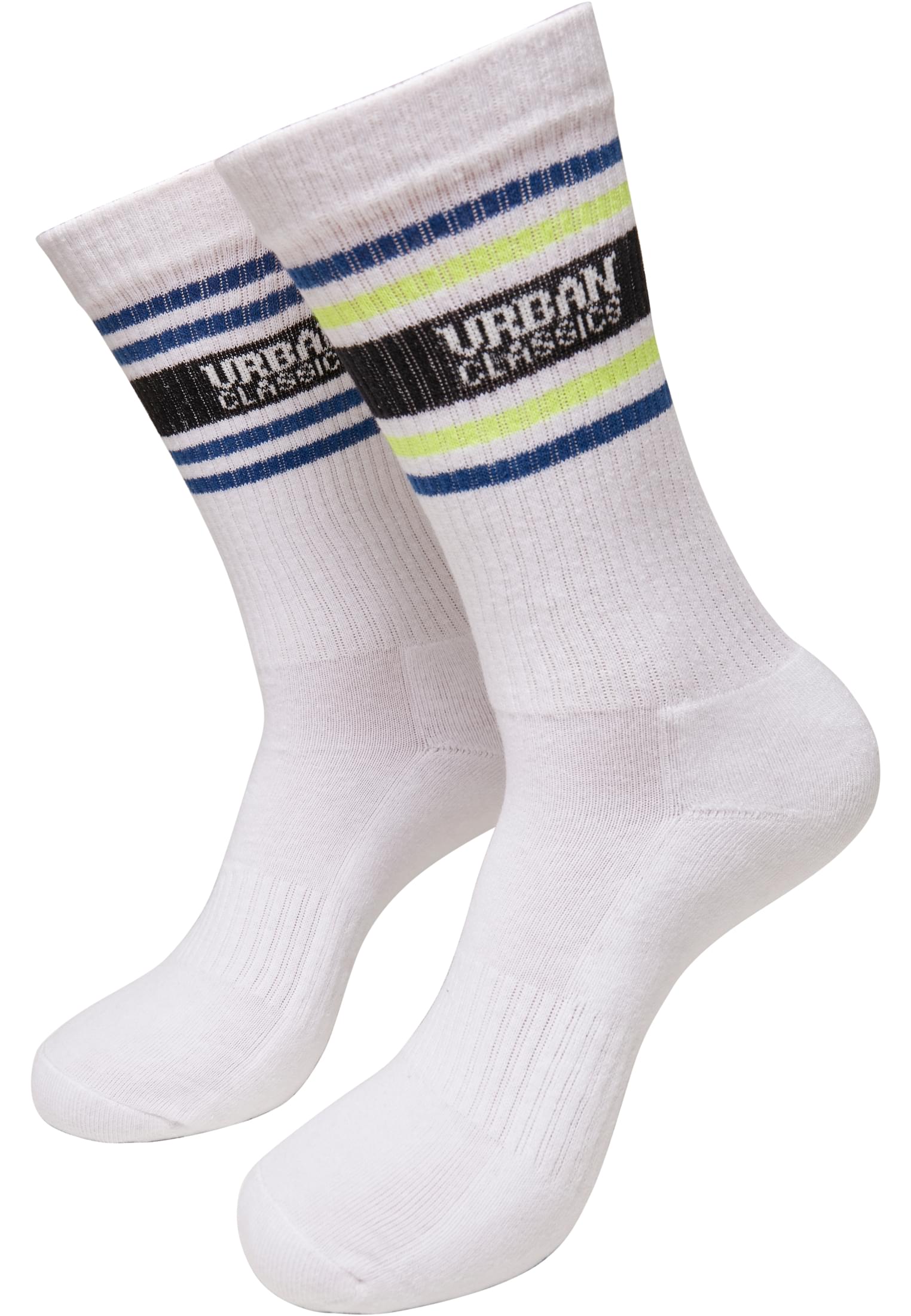 Logo Stripe Socks 4-Pack | white+blue+green+neonyellow