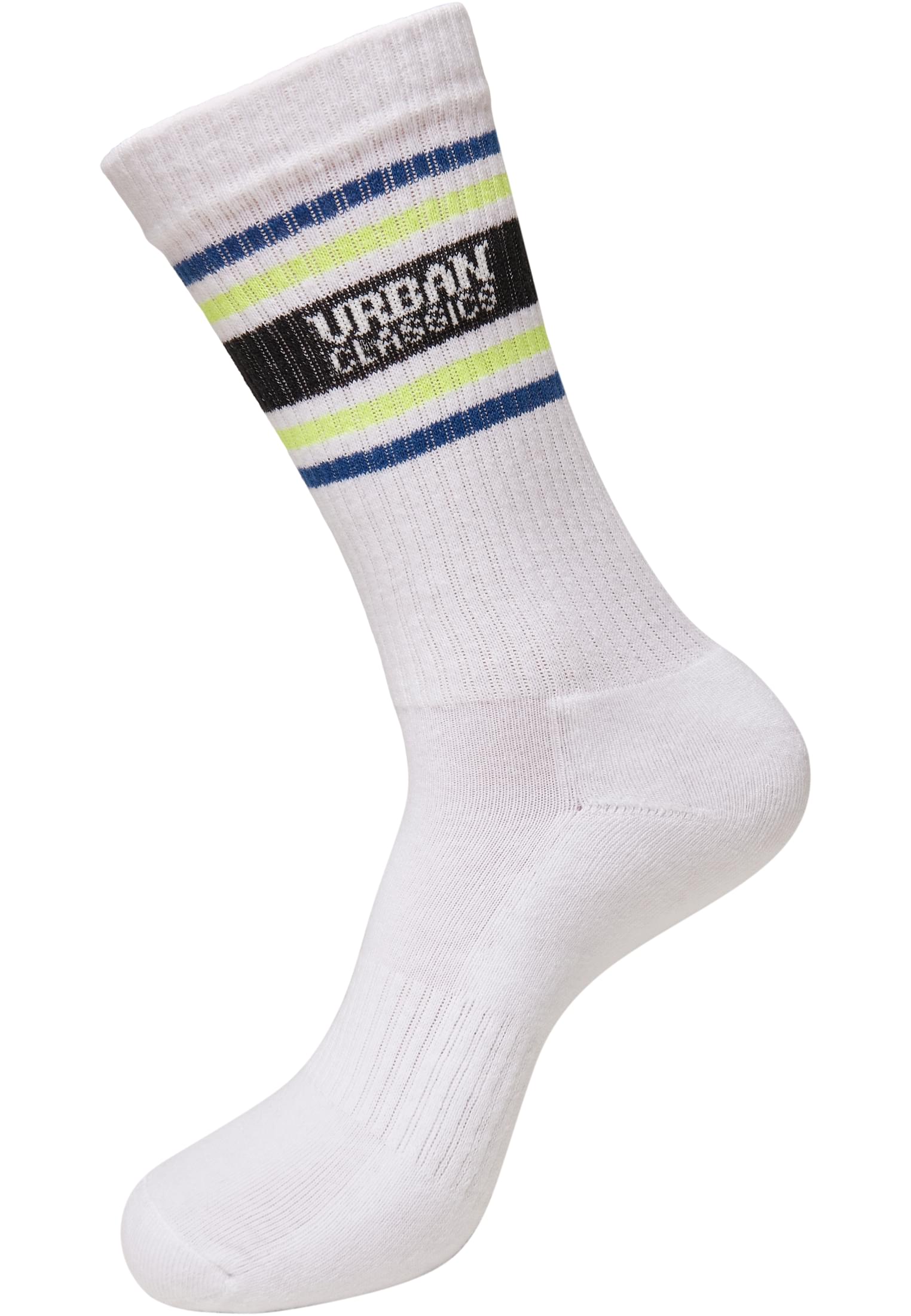 Logo Stripe Socks 4-Pack | white+blue+green+neonyellow