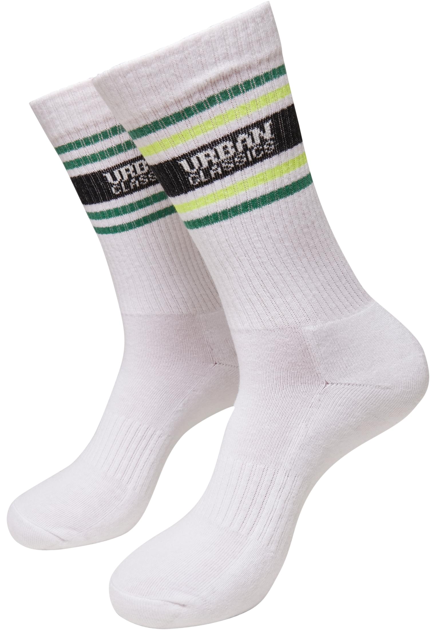 Logo Stripe Socks 4-Pack | white+blue+green+neonyellow