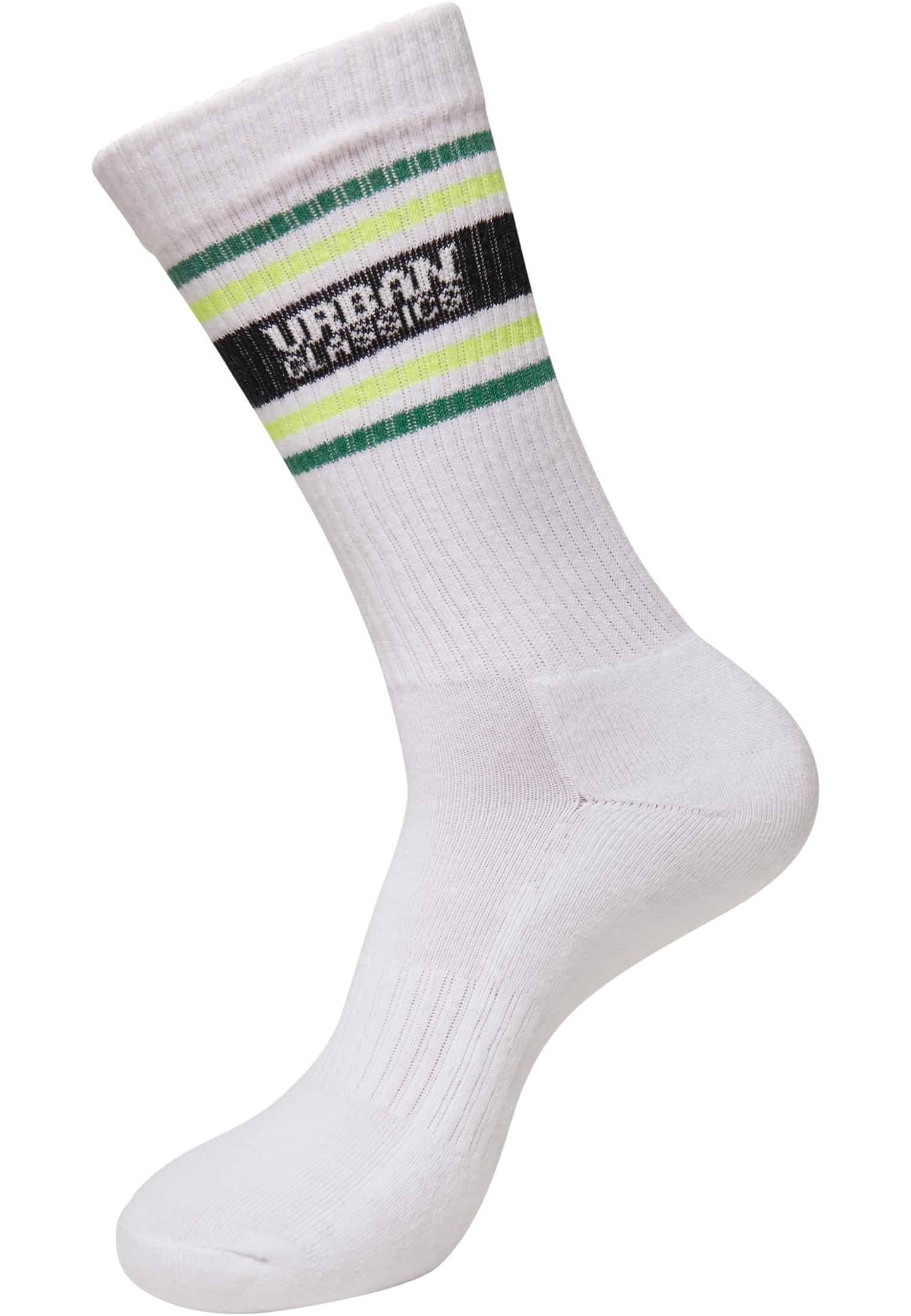 Logo Stripe Socks 4-Pack | white+blue+green+neonyellow