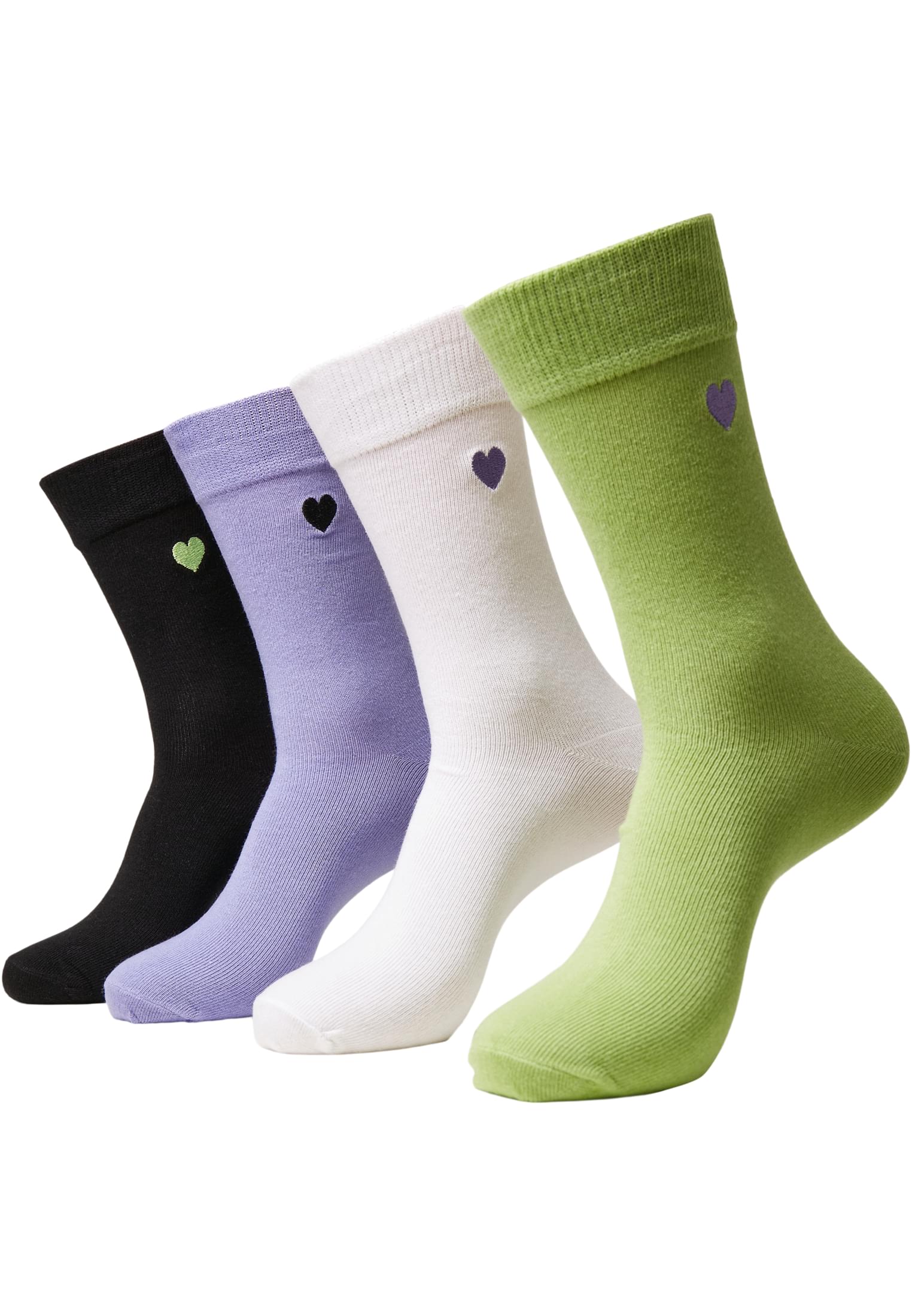 Heart Socks 4-Pack | black+lilac+lime+white