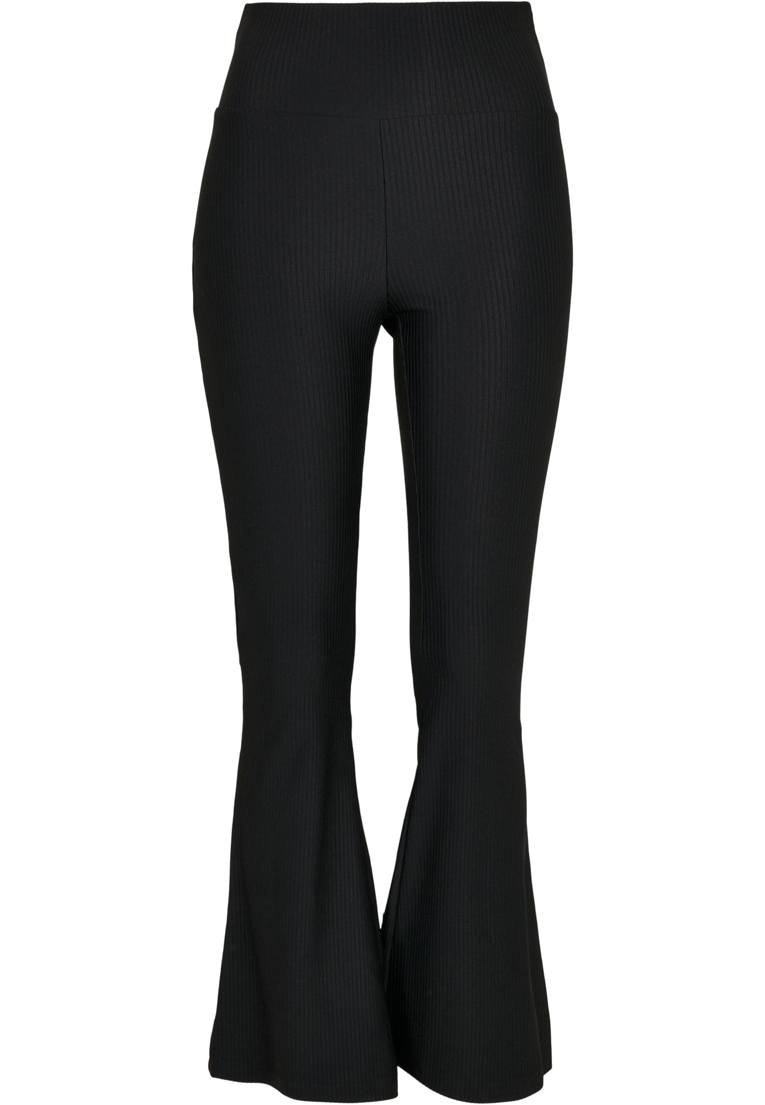 Ladies High Waist Rib Boot Cut Leggings | black