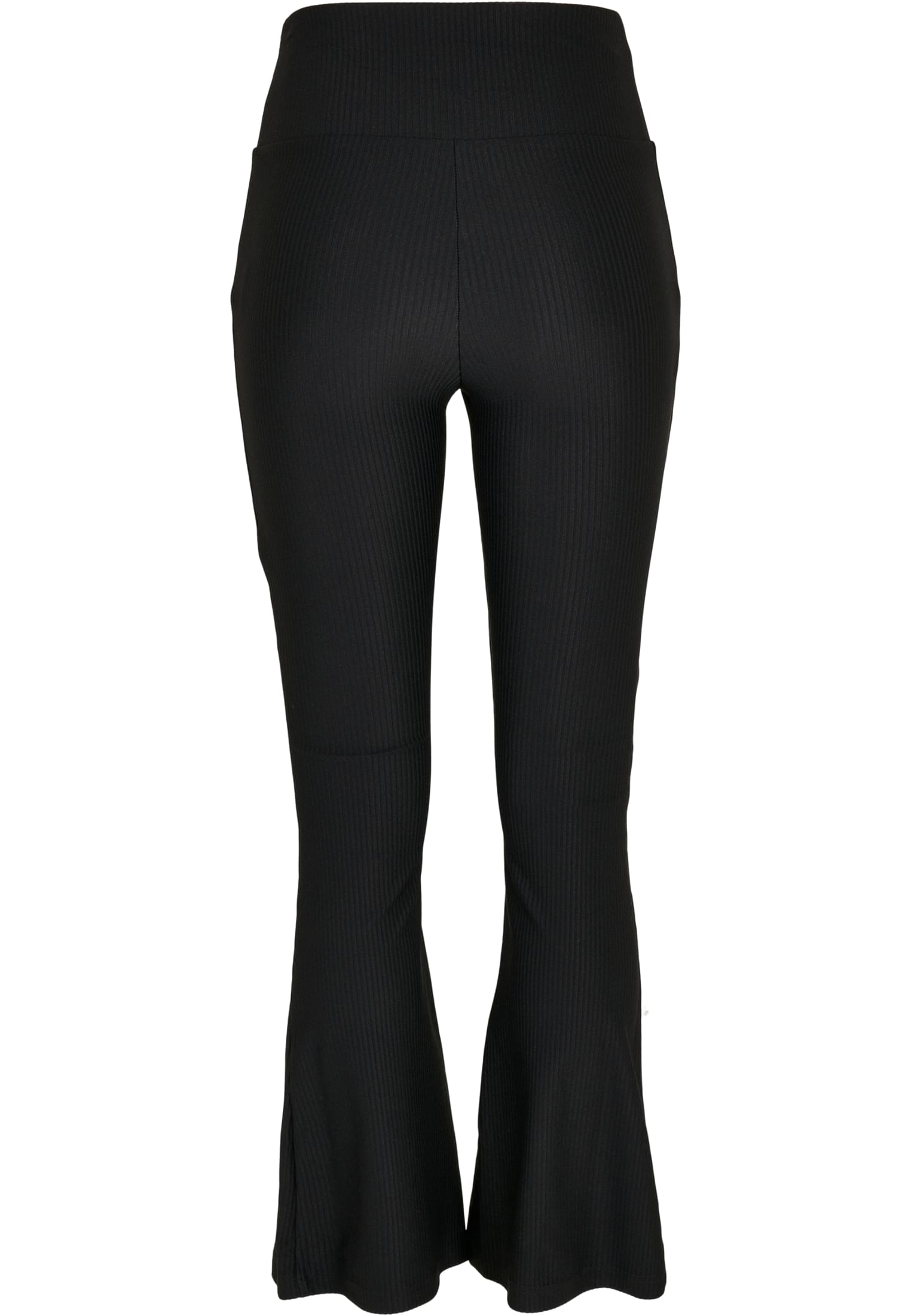 Ladies High Waist Rib Boot Cut Leggings | black