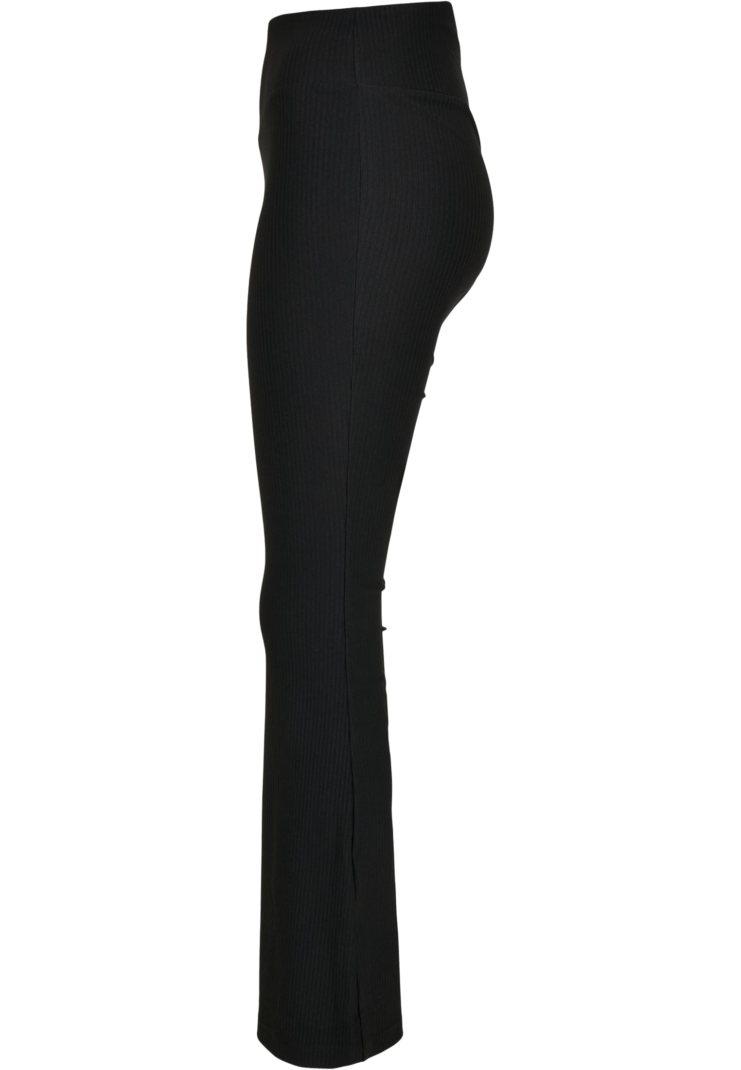 Ladies High Waist Rib Boot Cut Leggings | black