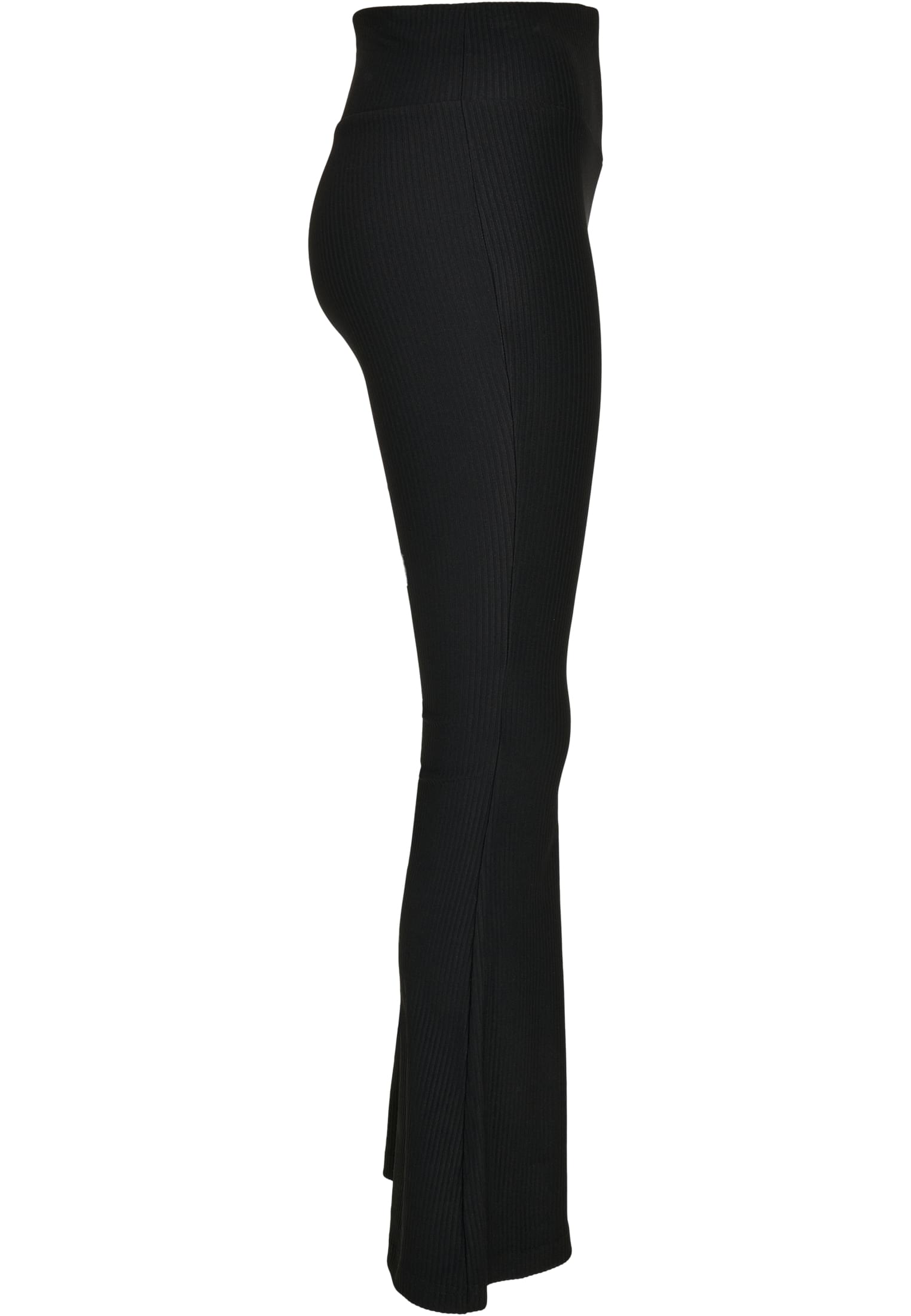 Ladies High Waist Rib Boot Cut Leggings | black