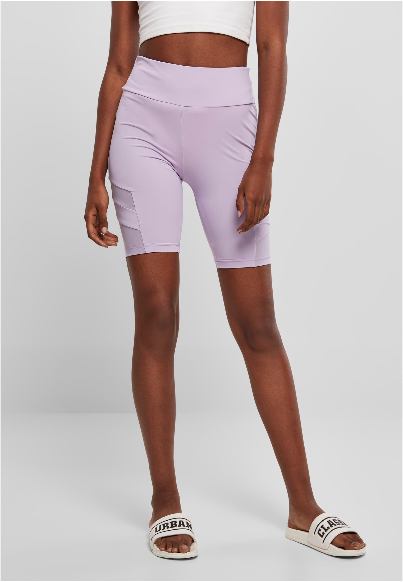 Ladies High Waist Tech Mesh Cycle Shorts | lilac