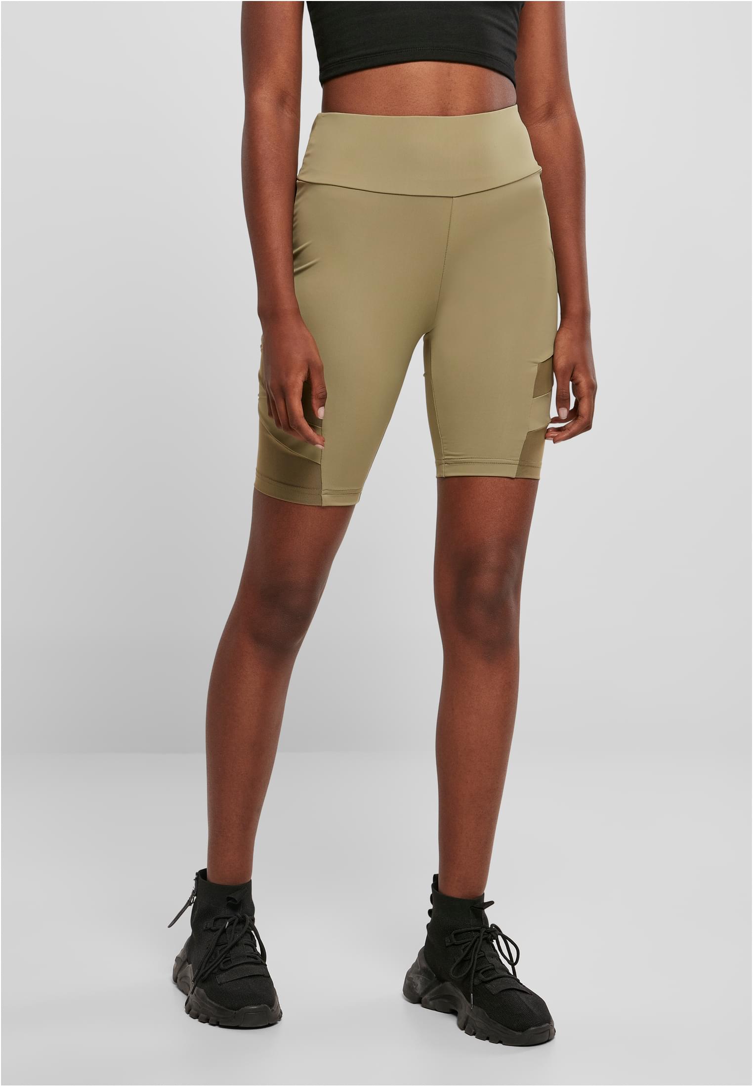 Ladies High Waist Tech Mesh Cycle Shorts | khaki