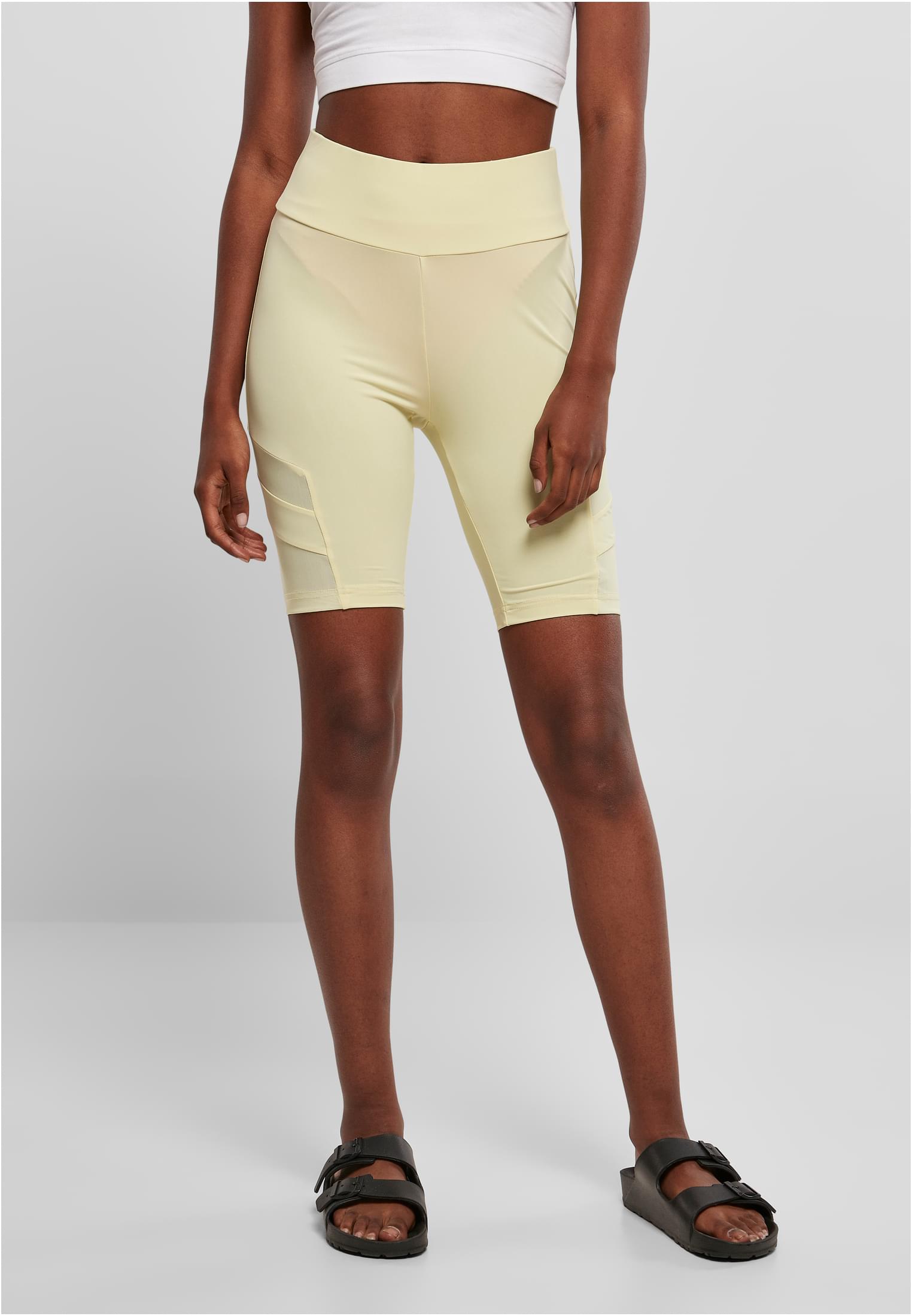 Ladies High Waist Tech Mesh Cycle Shorts | softyellow