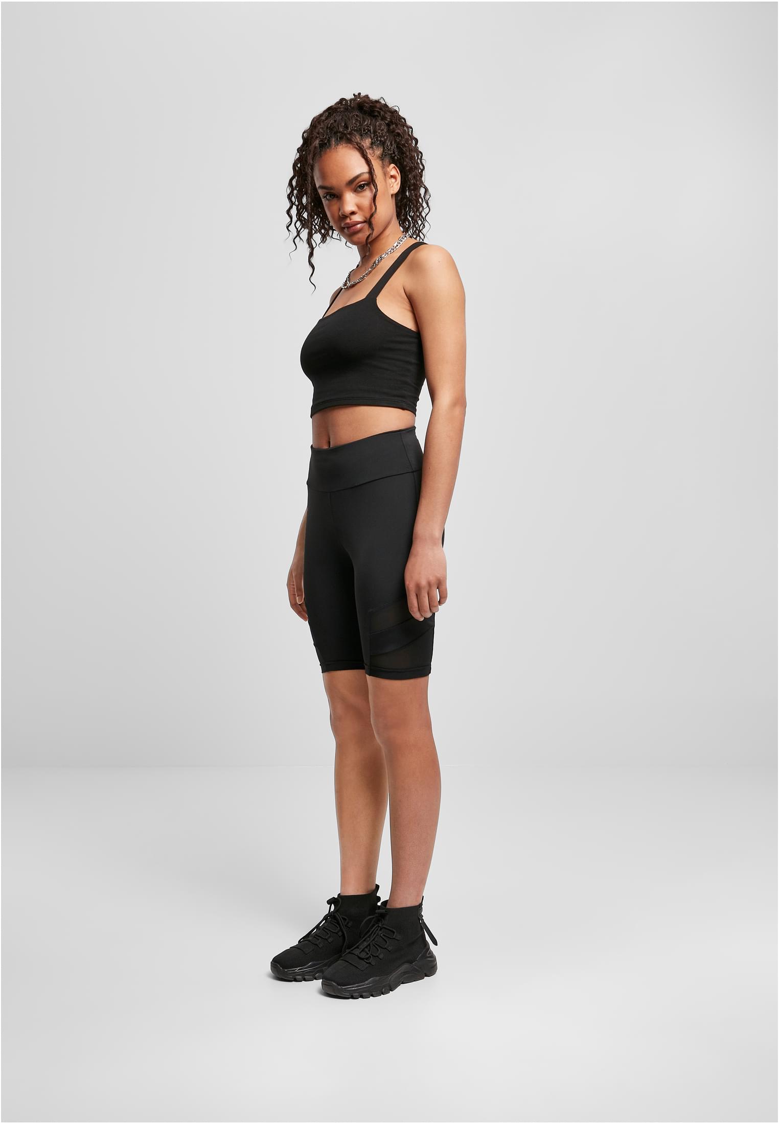 Ladies High Waist Tech Mesh Cycle Shorts | black