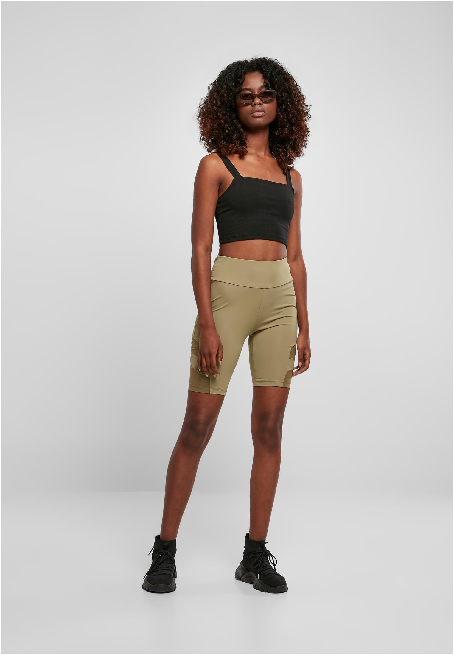 Ladies High Waist Tech Mesh Cycle Shorts | khaki