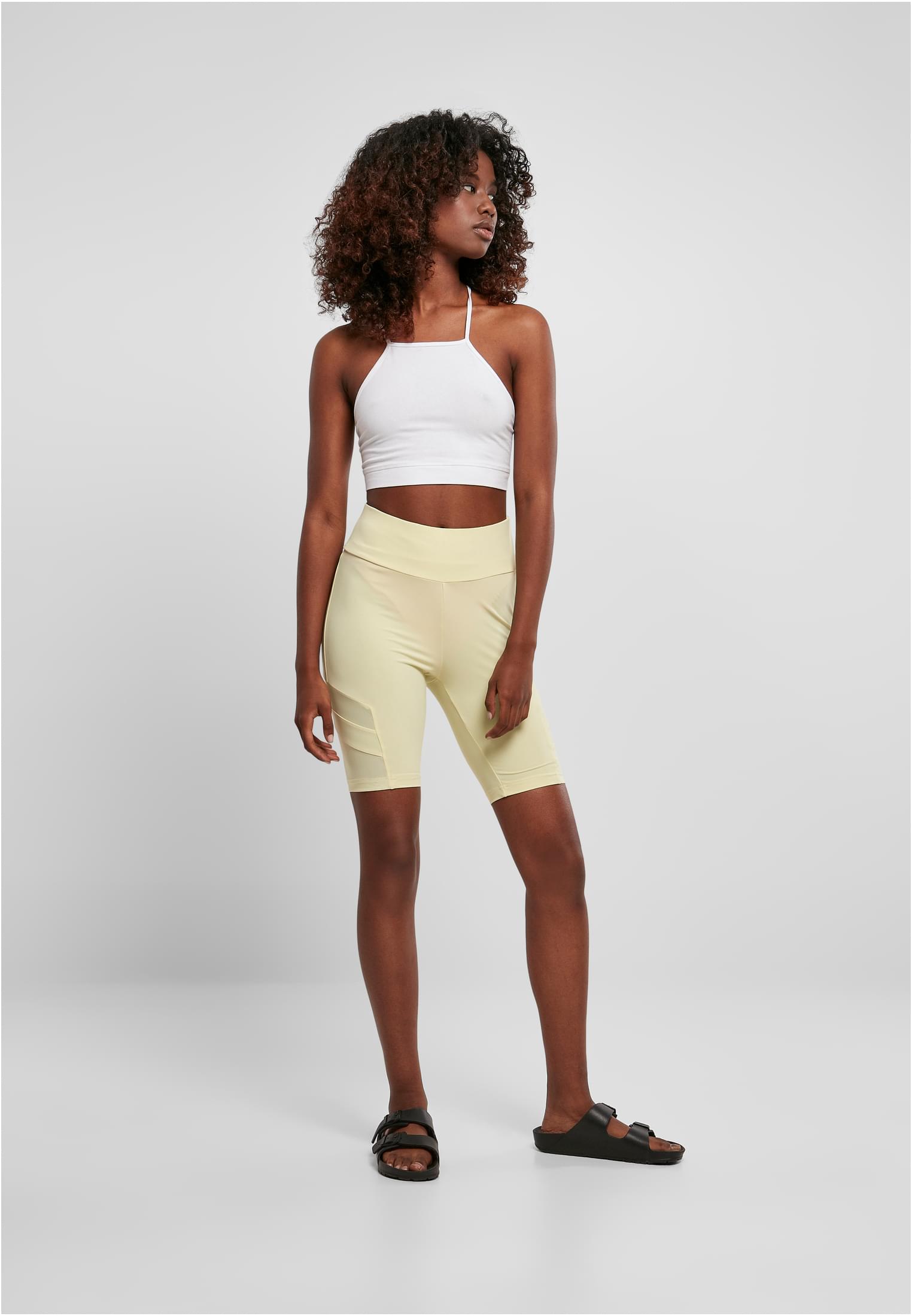 Ladies High Waist Tech Mesh Cycle Shorts | softyellow