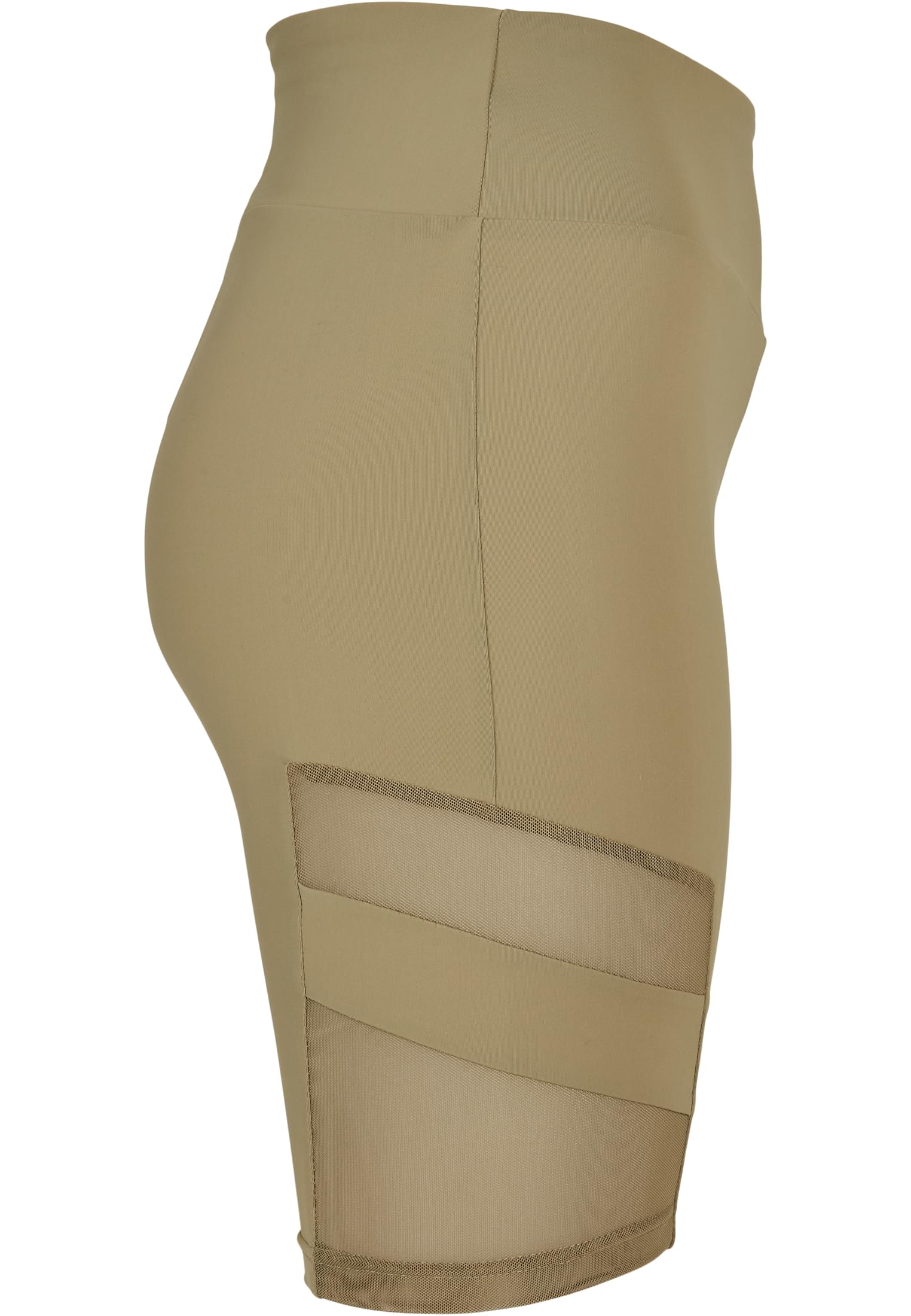 Ladies High Waist Tech Mesh Cycle Shorts | khaki