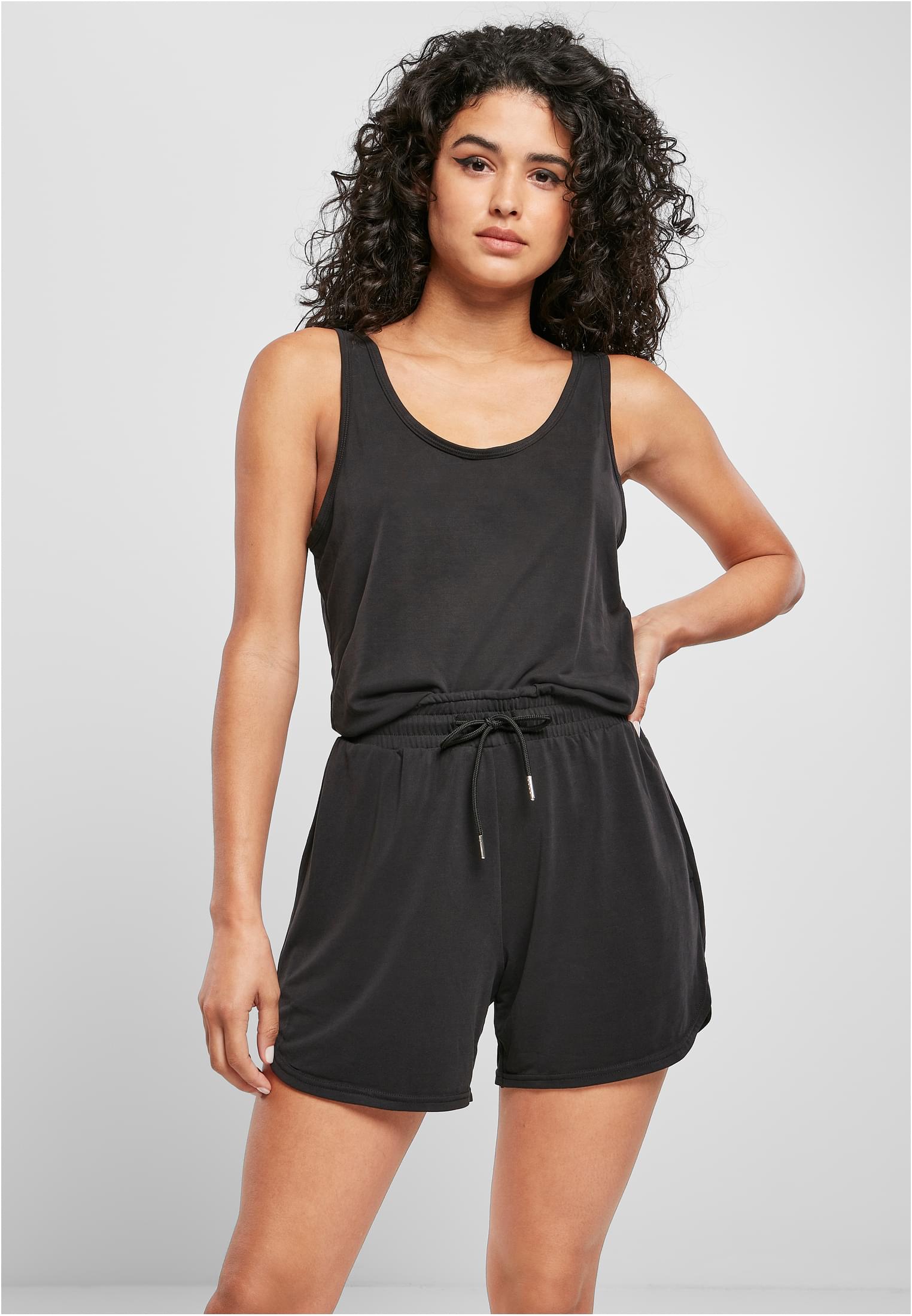 Ladies Short Sleeveless Modal Jumpsuit | black