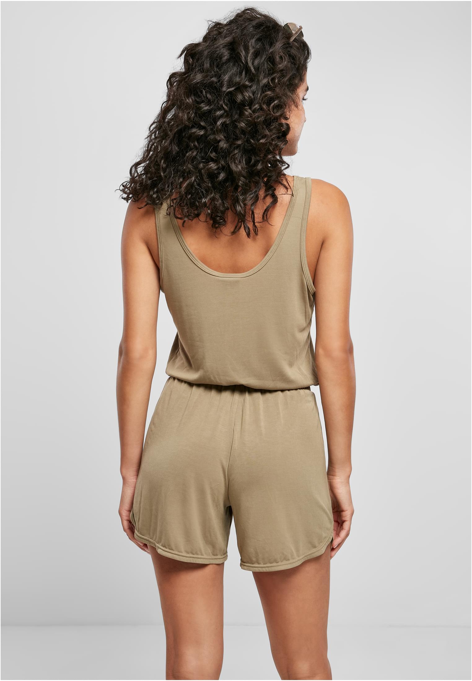 Ladies Short Sleeveless Modal Jumpsuit | khaki