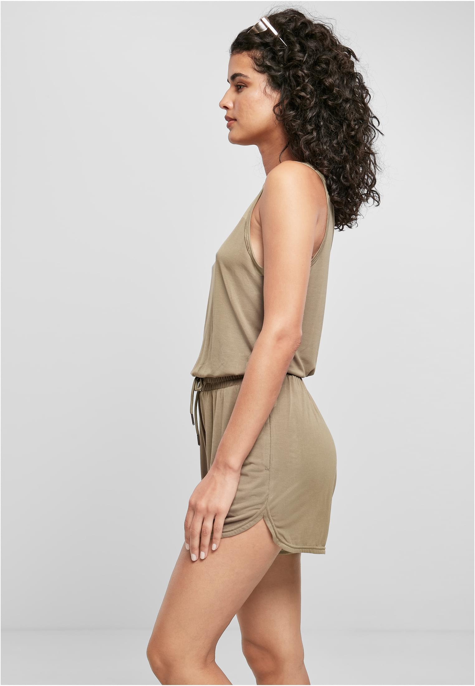 Ladies Short Sleeveless Modal Jumpsuit | khaki