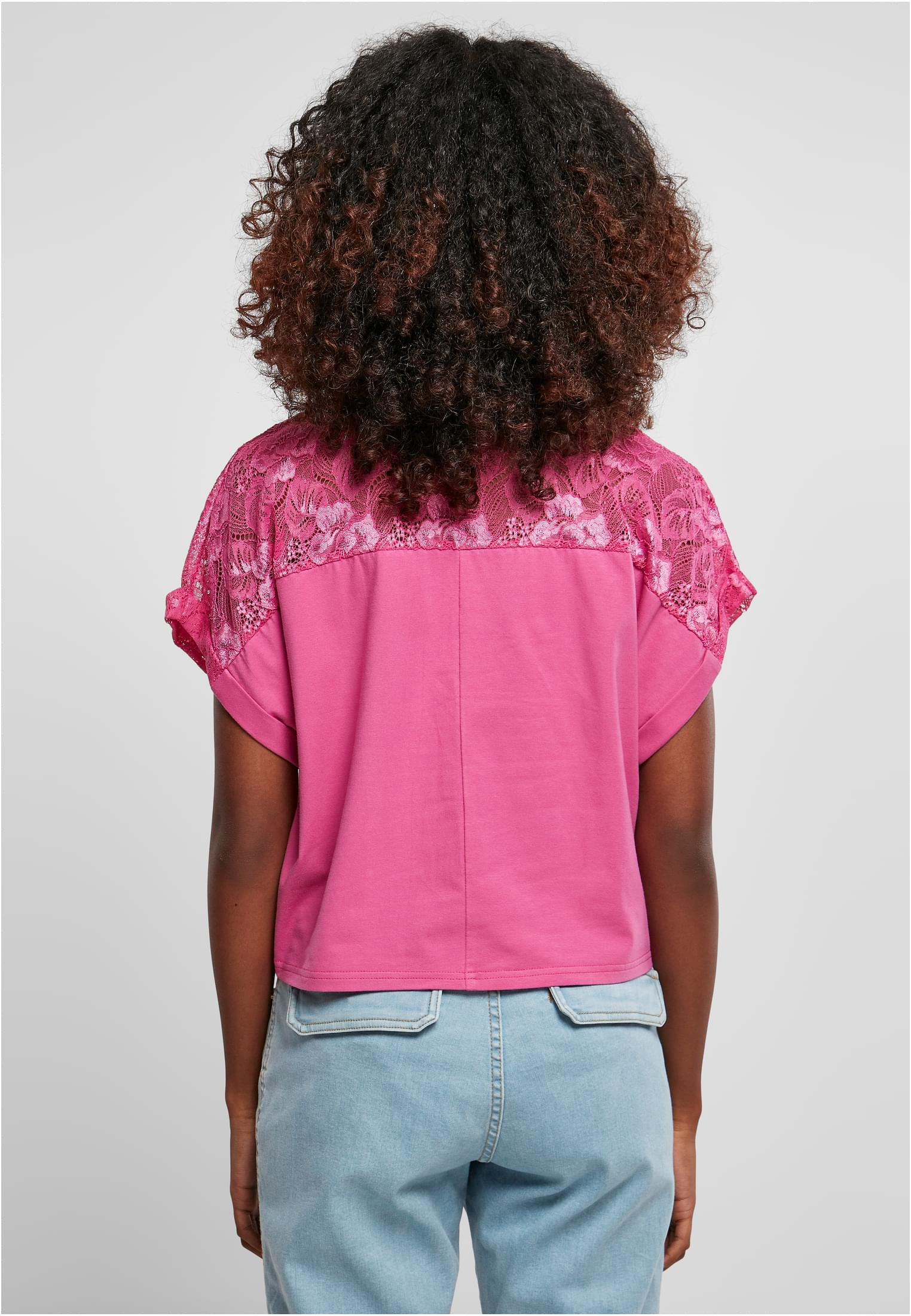 Ladies Short Oversized Lace Tee | brightviolet