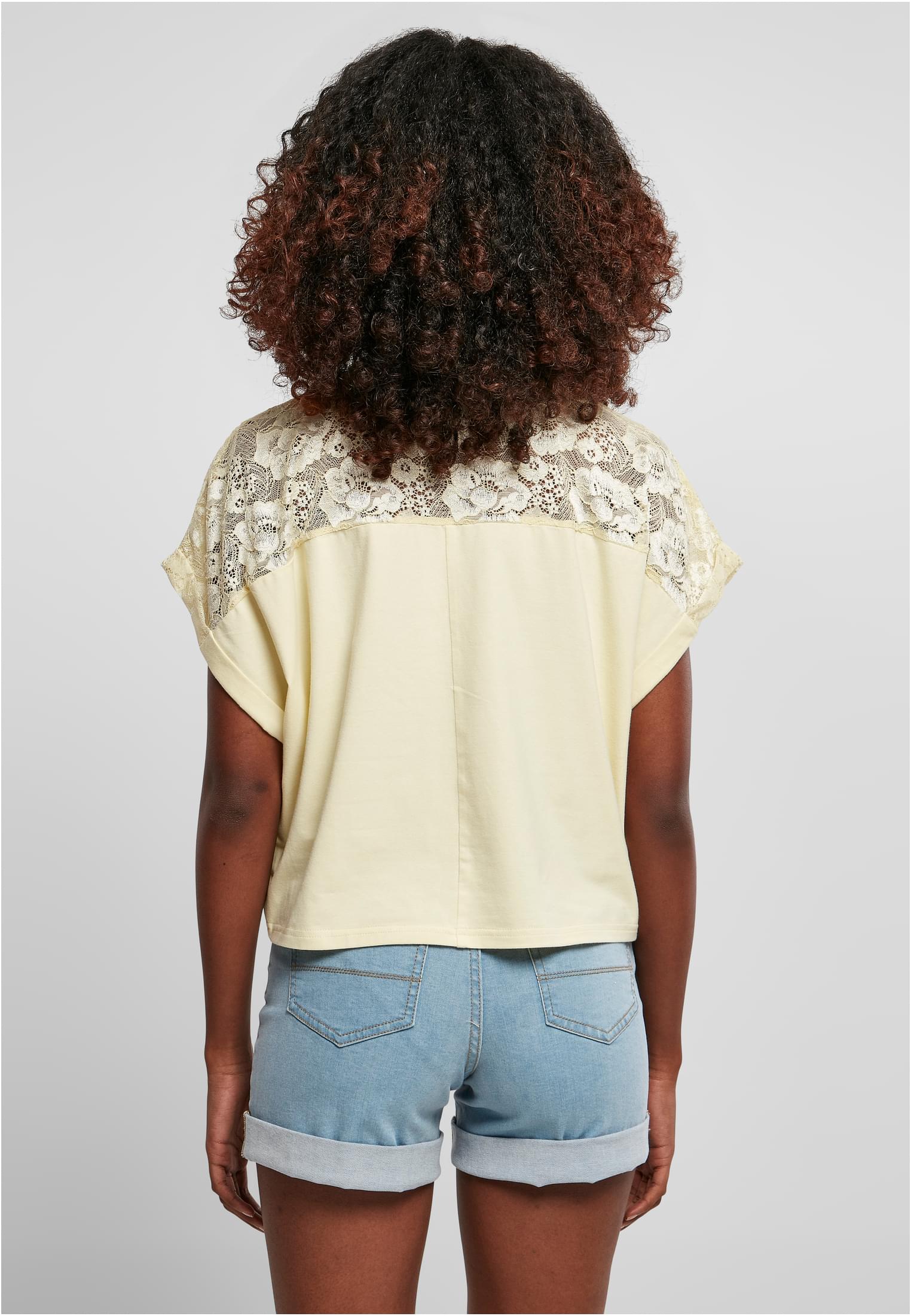 Ladies Short Oversized Lace Tee | softyellow