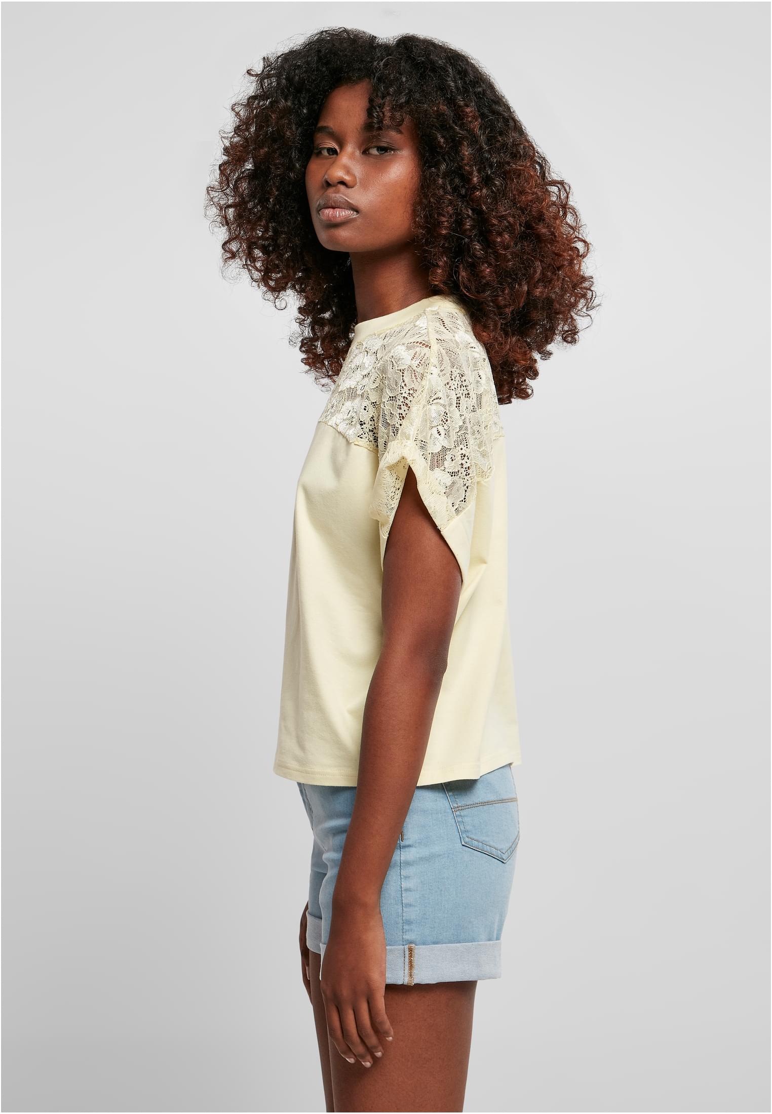 Ladies Short Oversized Lace Tee | softyellow