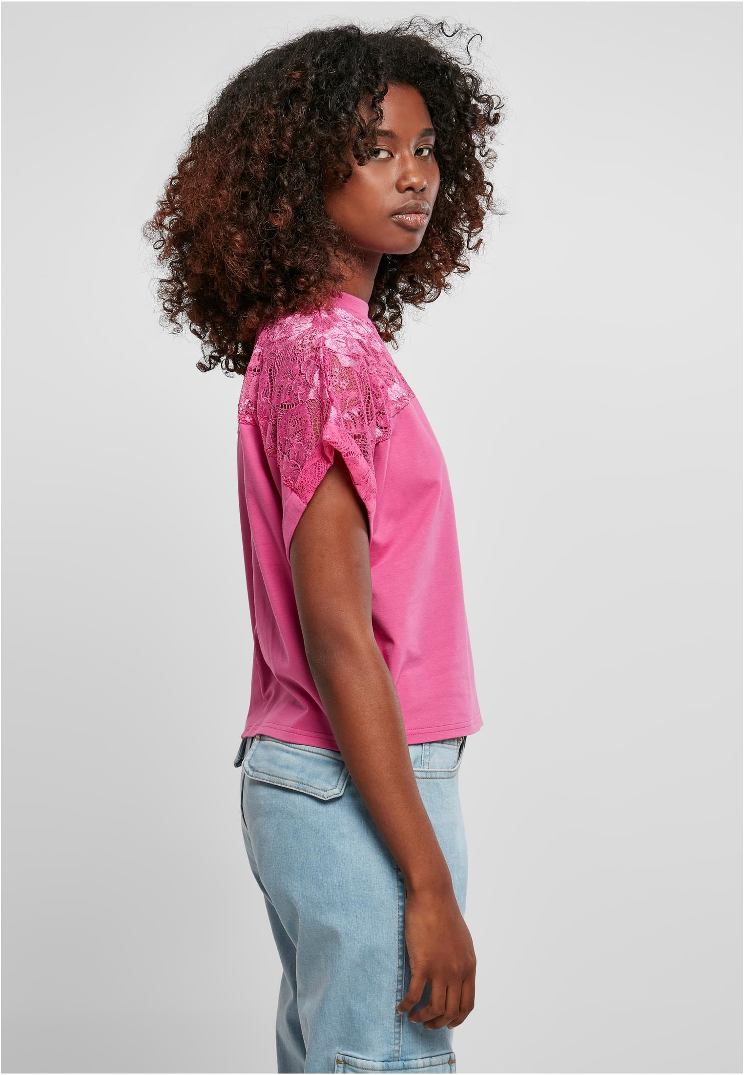 Ladies Short Oversized Lace Tee | brightviolet