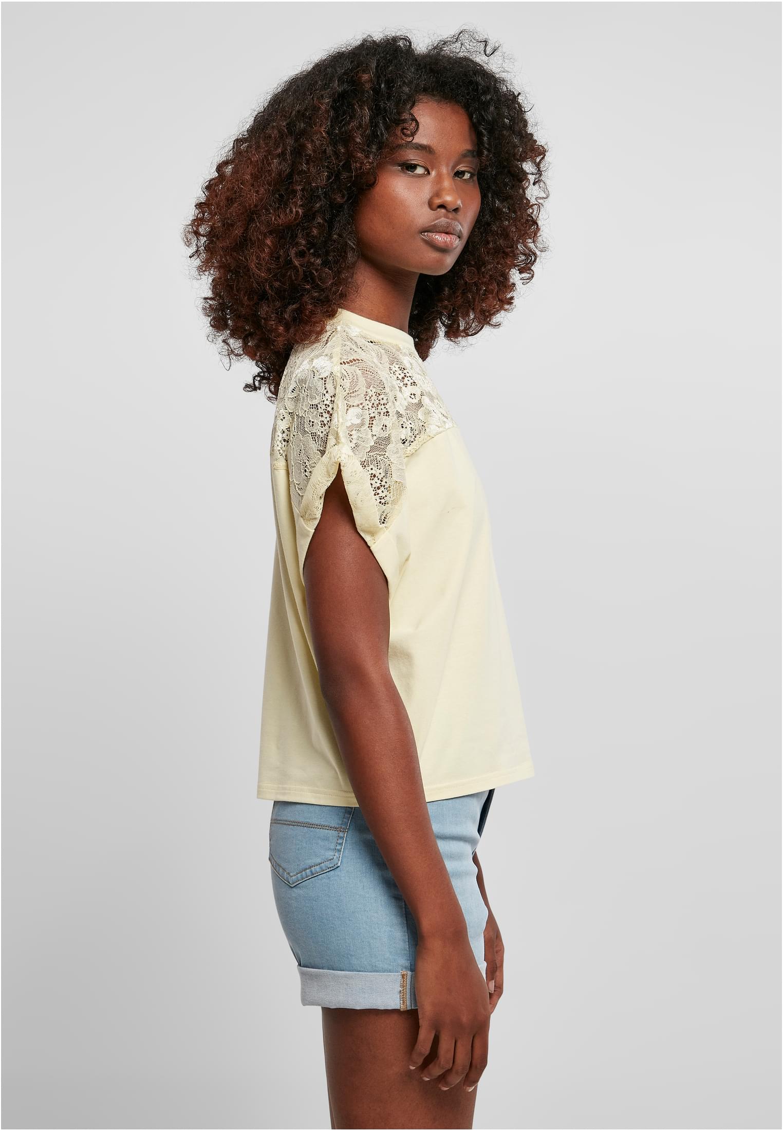 Ladies Short Oversized Lace Tee | softyellow