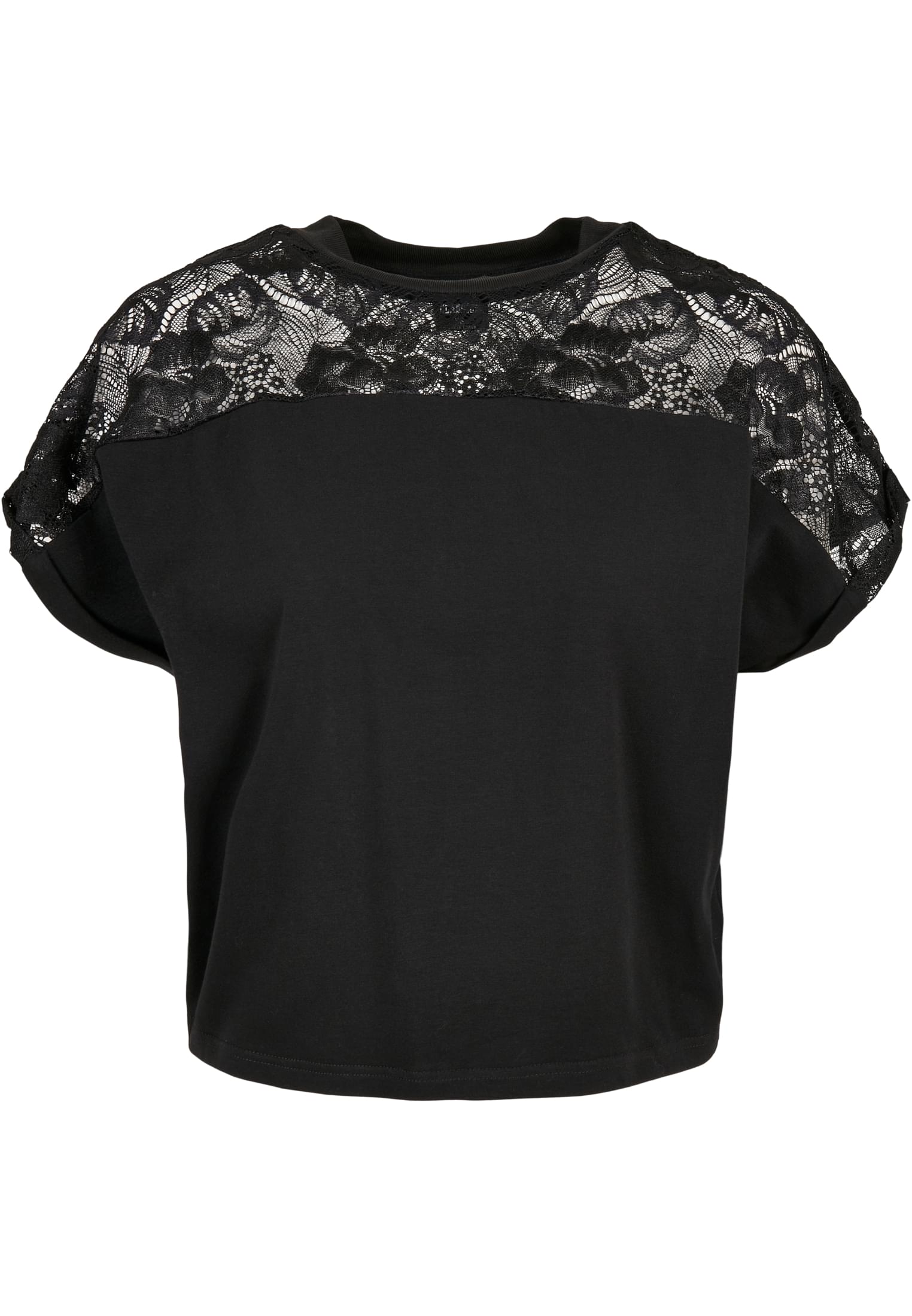 Ladies Short Oversized Lace Tee | black