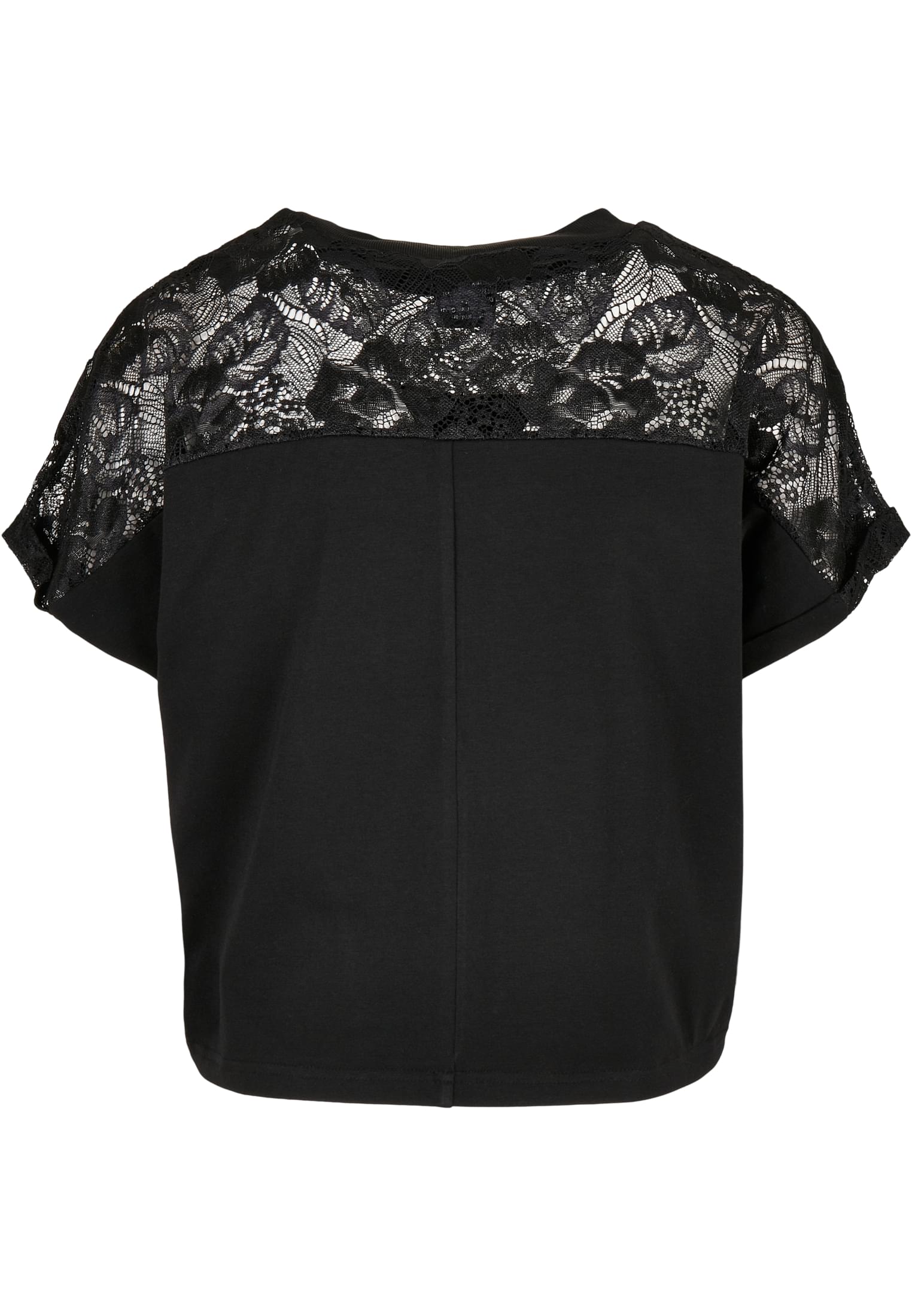 Ladies Short Oversized Lace Tee | black