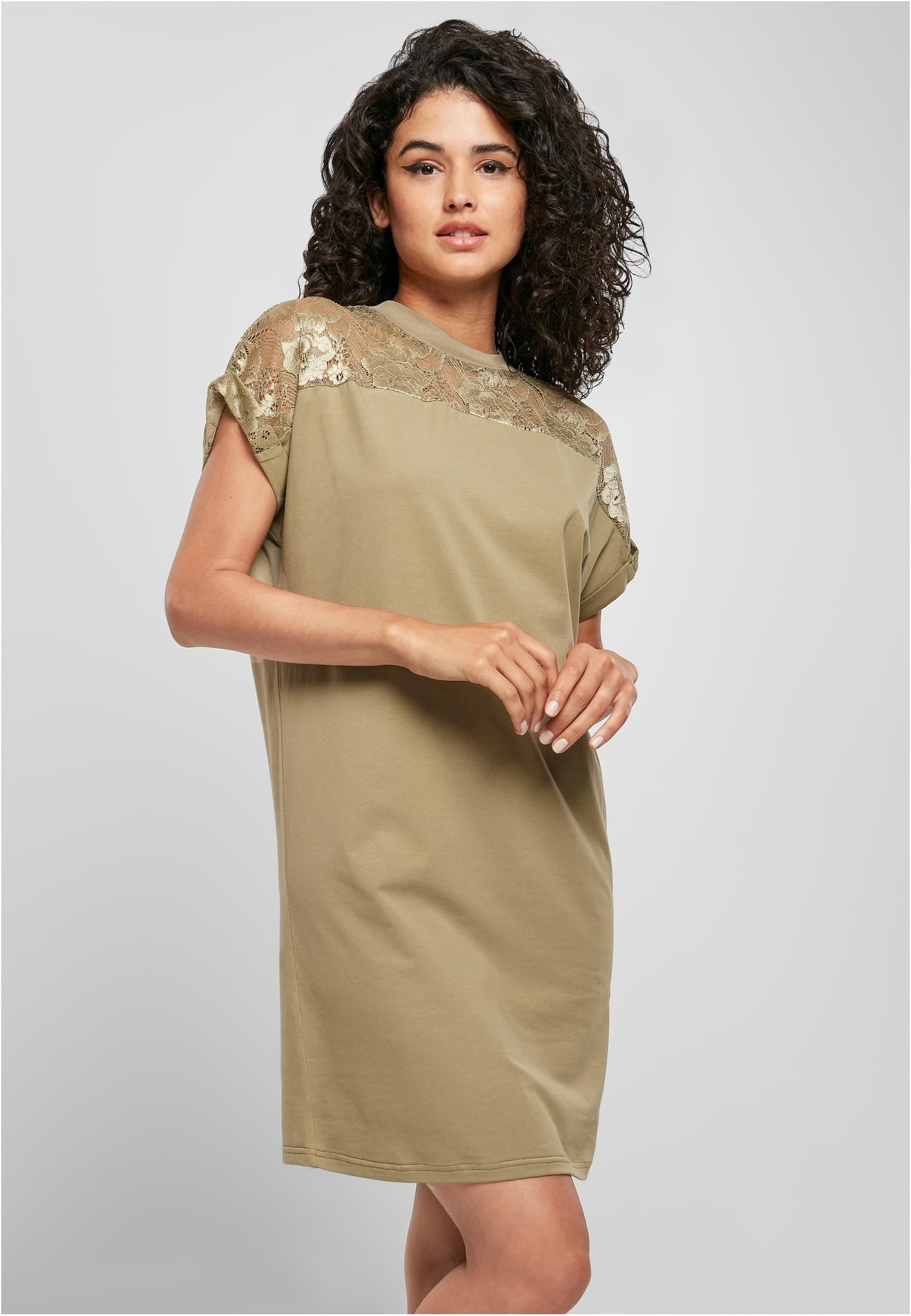 Ladies Lace Tee Dress | khaki