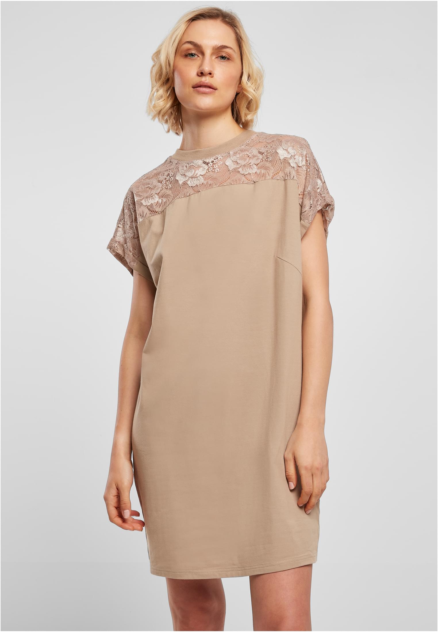 Ladies Lace Tee Dress | softtaupe