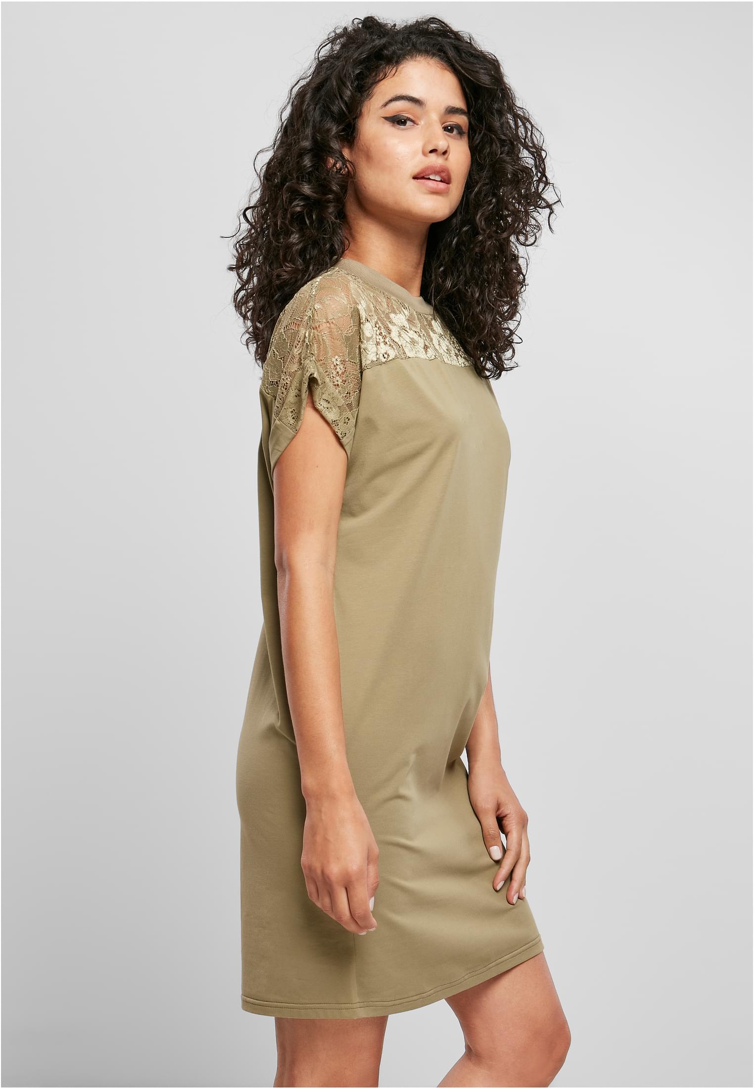 Ladies Lace Tee Dress | khaki