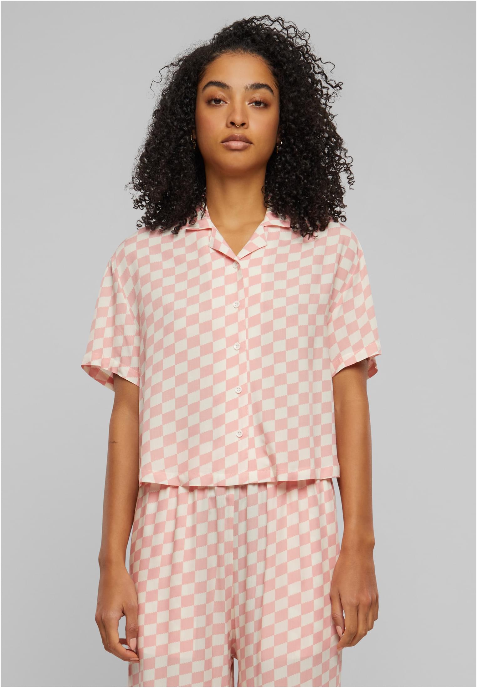 Ladies Viscose Resort Shirt | lemonadepinkcheck