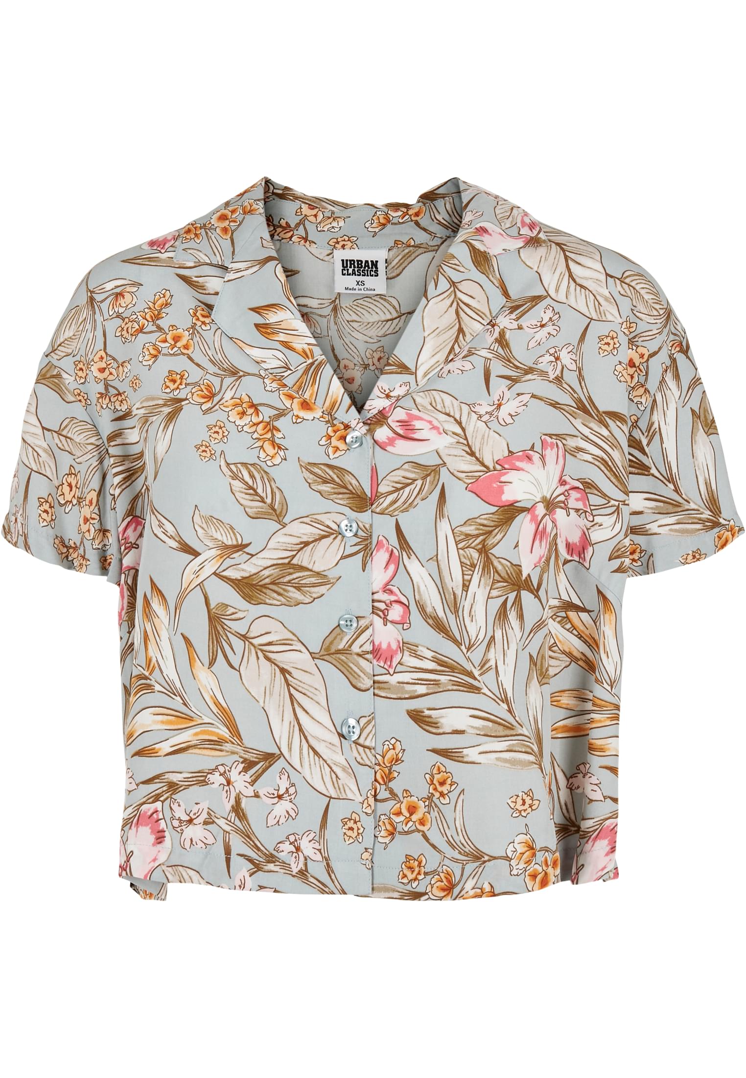 Ladies Viscose Resort Shirt | lightblue hibiscus