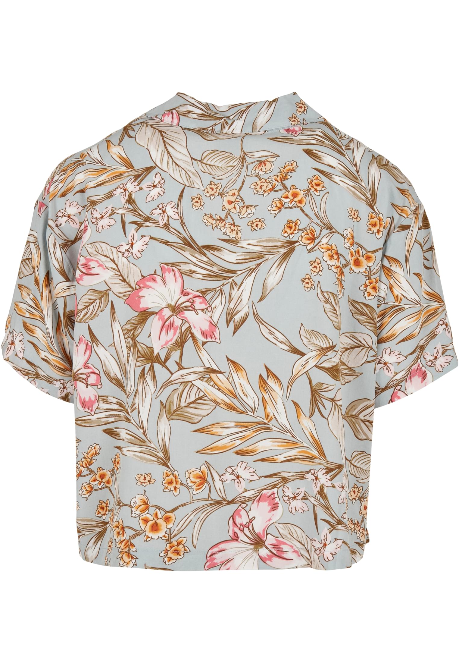 Ladies Viscose Resort Shirt | lightblue hibiscus