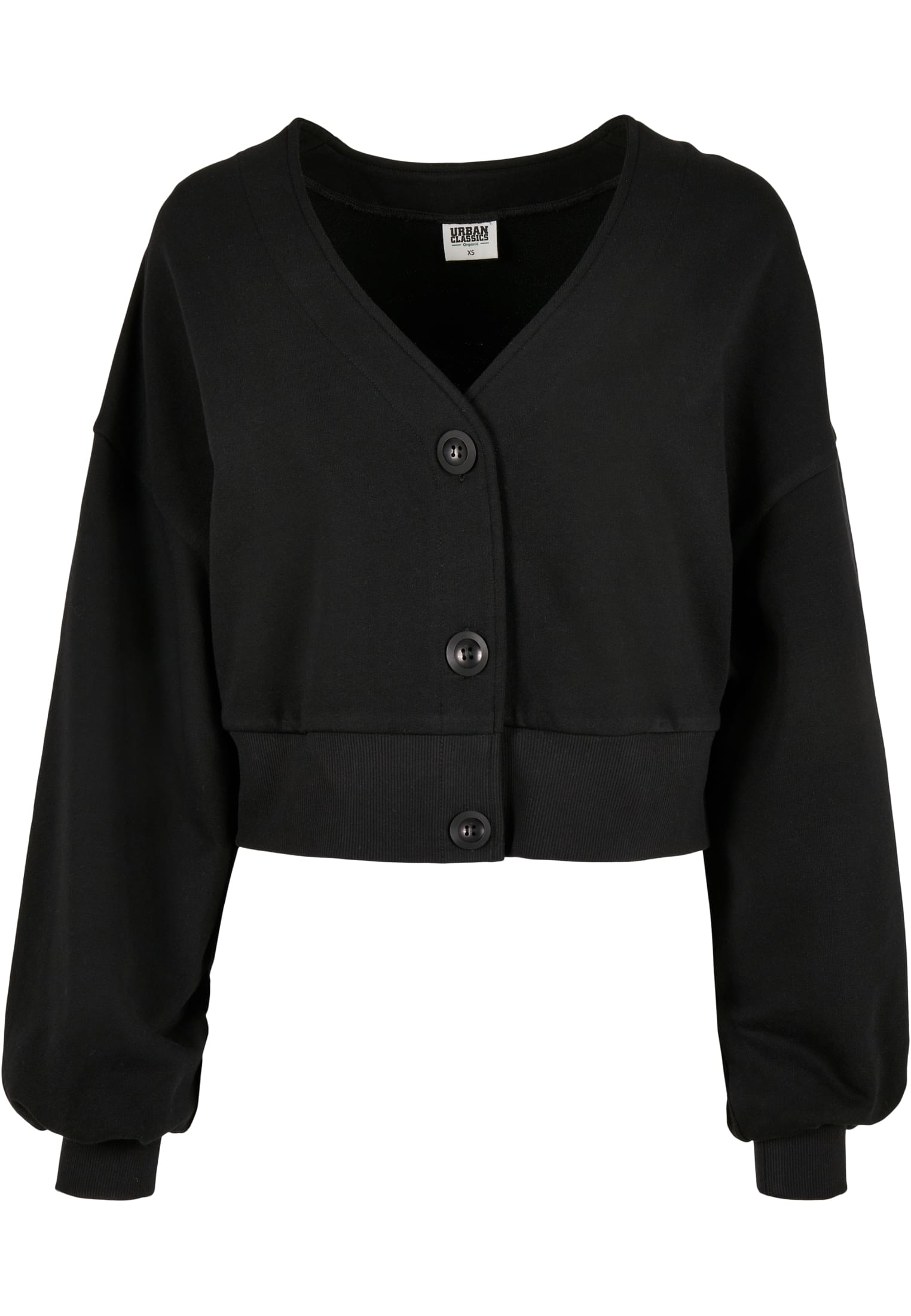 Ladies Organic Oversized Short Terry Cardigan | black